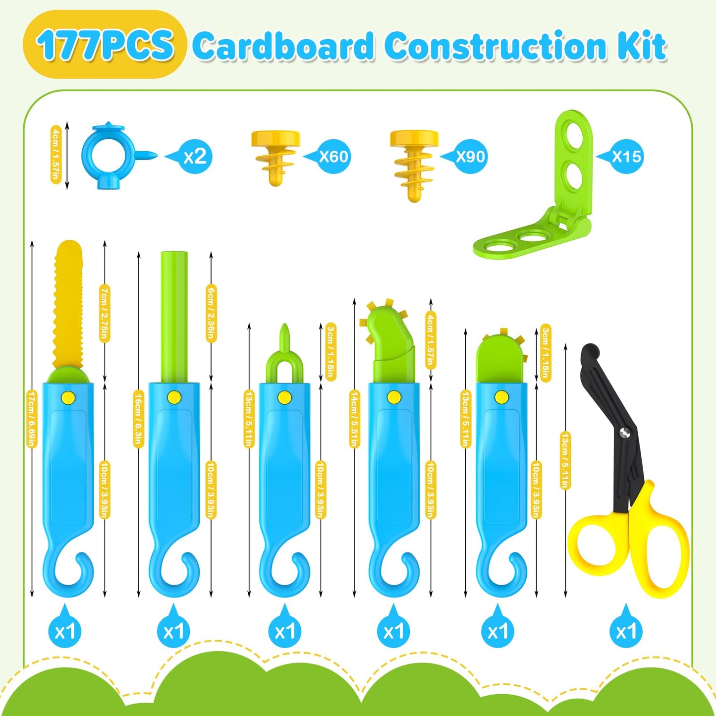 Tiocky Cardboard Construction Kit – 173-Piece STEM DIY Set for Kids