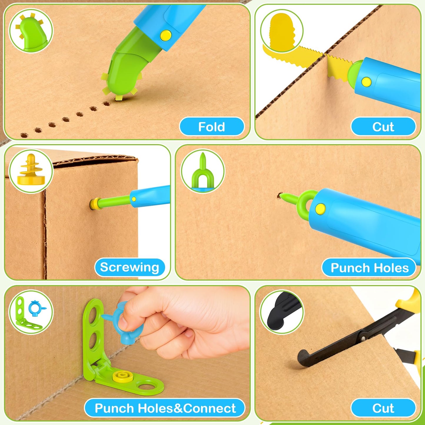 Tiocky Cardboard Construction Kit – 173-Piece STEM DIY Set for Kids