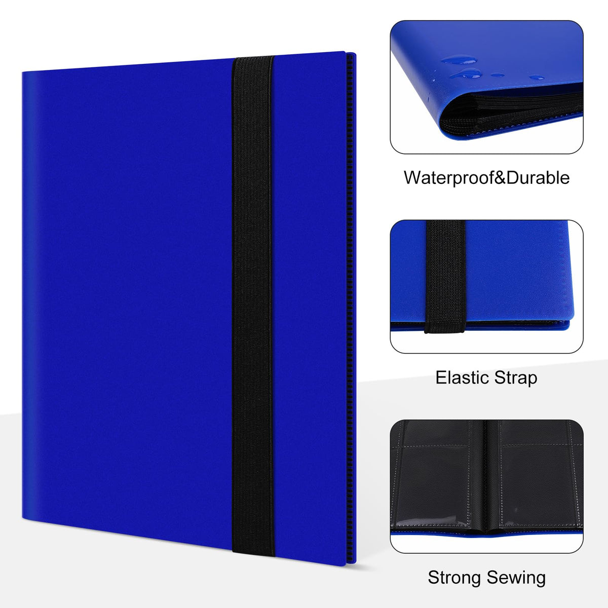TiopLior 4 Pocket Card Binder - Navy Blue, 160 Card Capacity for MTG & Trading Cards