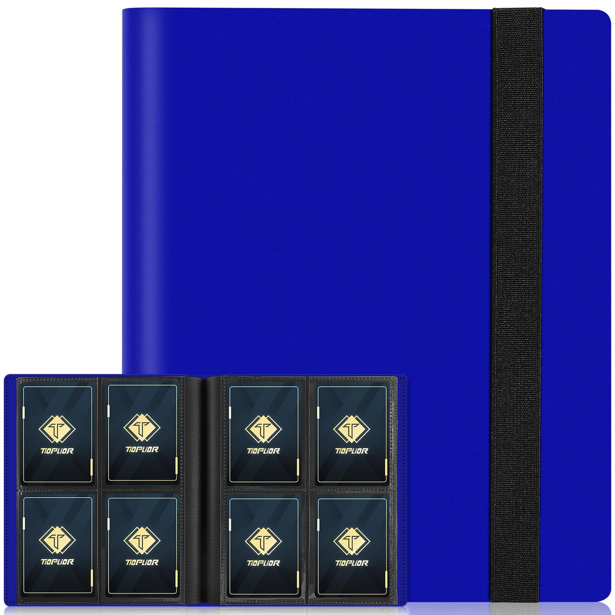 TiopLior 4 Pocket Card Binder - Navy Blue, 160 Card Capacity for MTG & Trading Cards