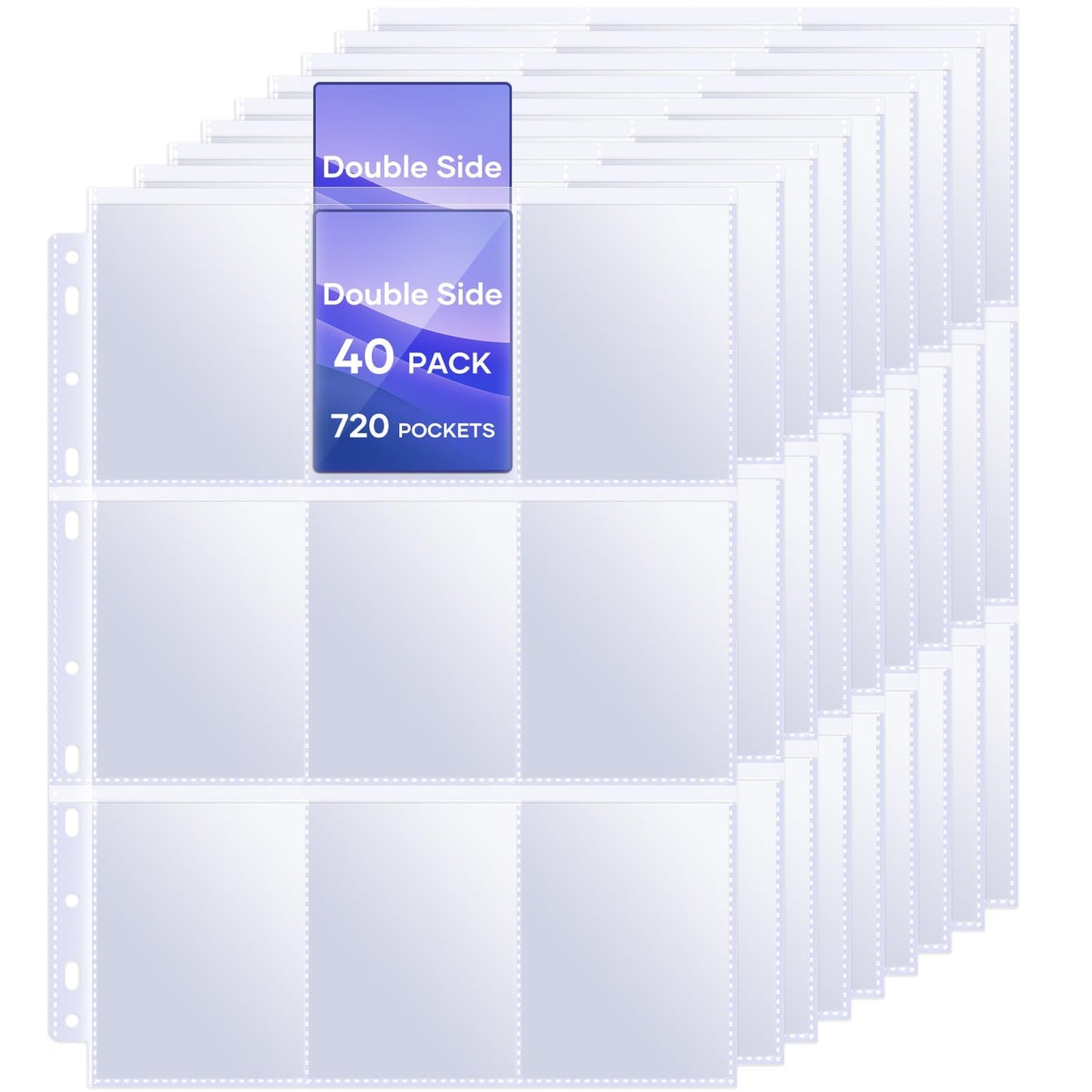 TiopLior 40 Pack 9-Pocket Page Protectors for 3 Ring Binders – 720 Cards, Double-Sided