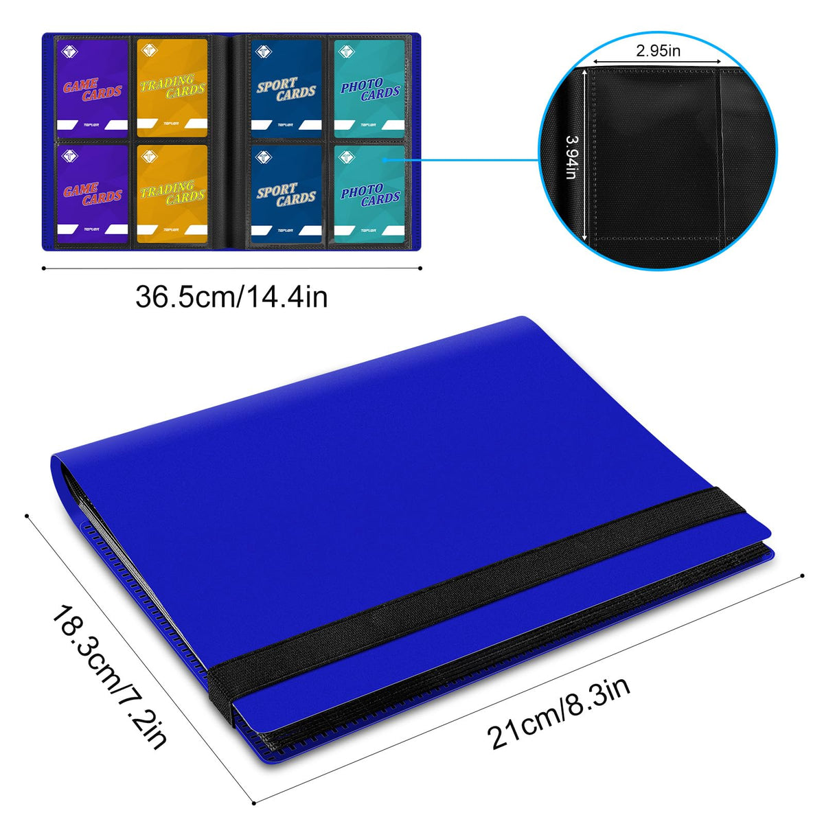 TiopLior 4 Pocket Card Binder - Navy Blue, 160 Card Capacity for MTG & Trading Cards