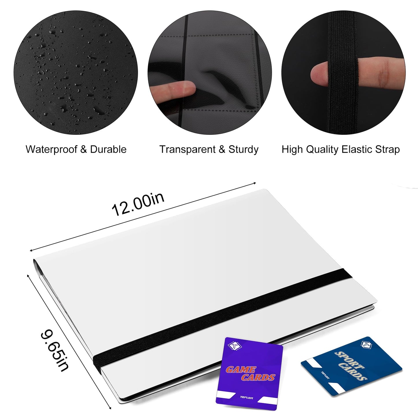 TiopLior Trading Card Binder – 360 Pockets, White Album for MTG, Baseball & Football Cards