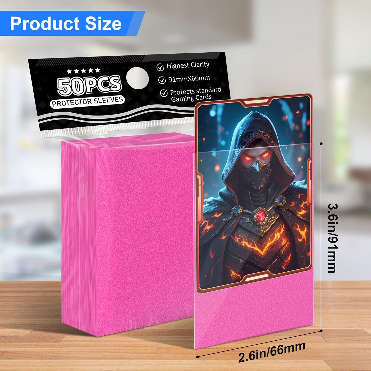 TiopLior Pink Card Sleeves 66x91mm – 300-Pack MTG & Card Collectors Sleeves