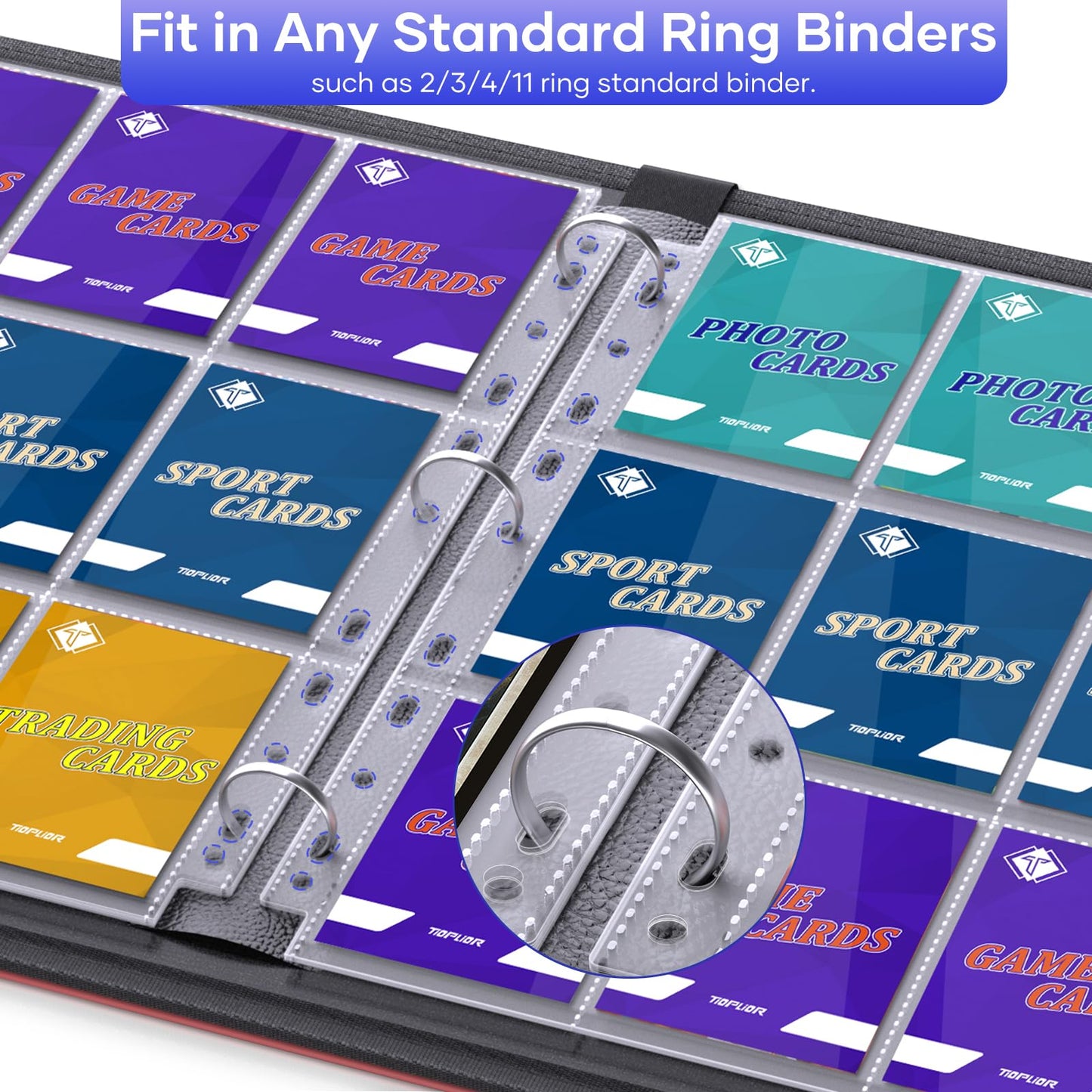TiopLior 40 Pack 9-Pocket Page Protectors for 3 Ring Binders – 720 Cards, Double-Sided