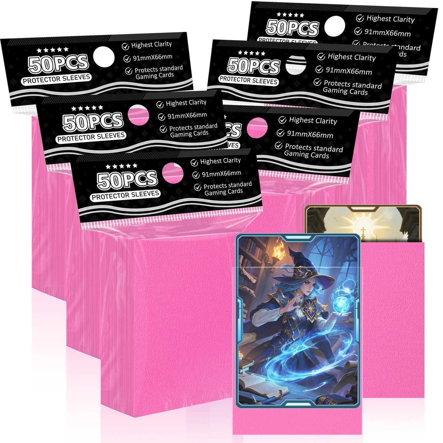 TiopLior Pink Card Sleeves 66x91mm – 300-Pack MTG & Card Collectors Sleeves