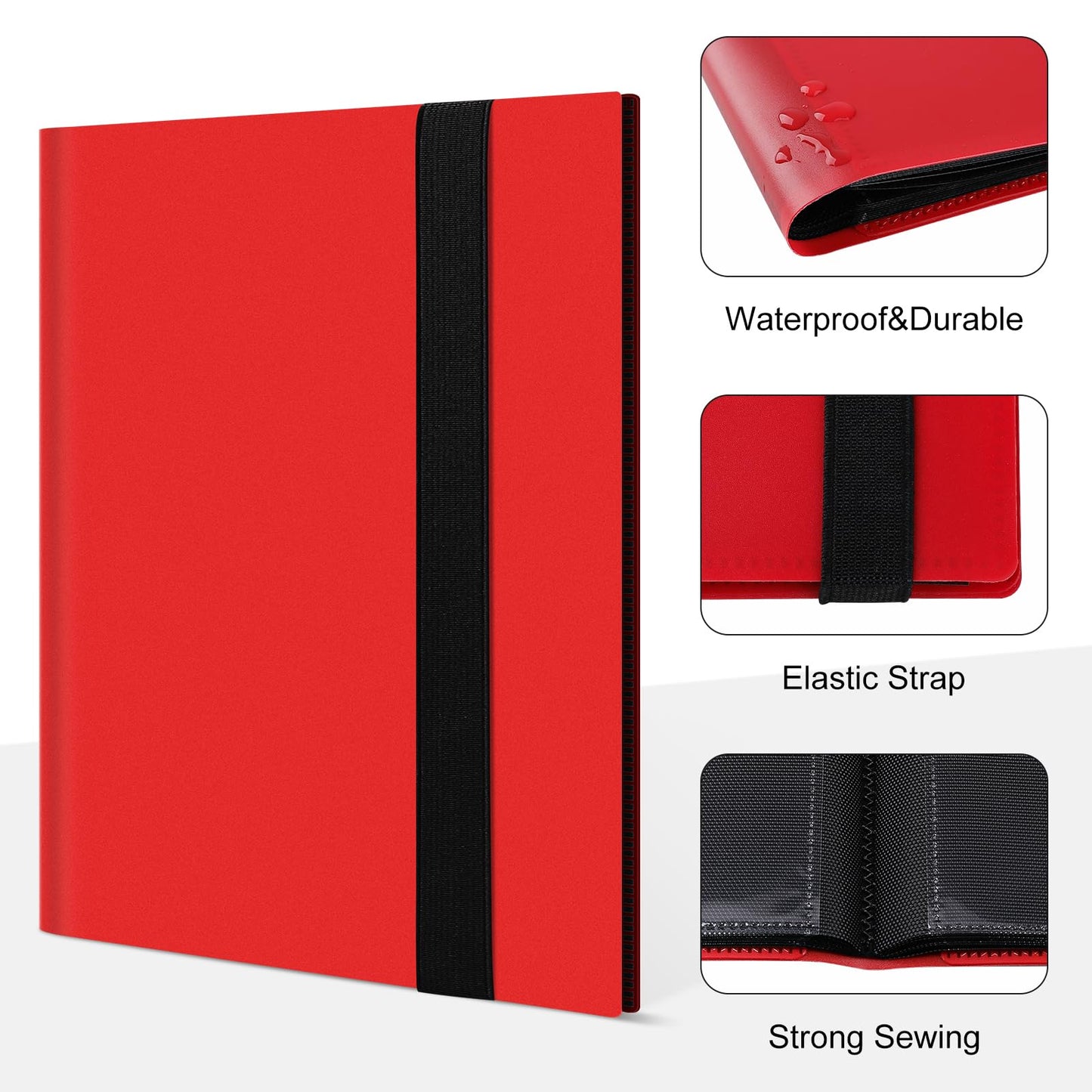 TiopLior Trading Card Binder Red – 160 Pockets, 4-Pocket Pages for MTG & Sports Cards