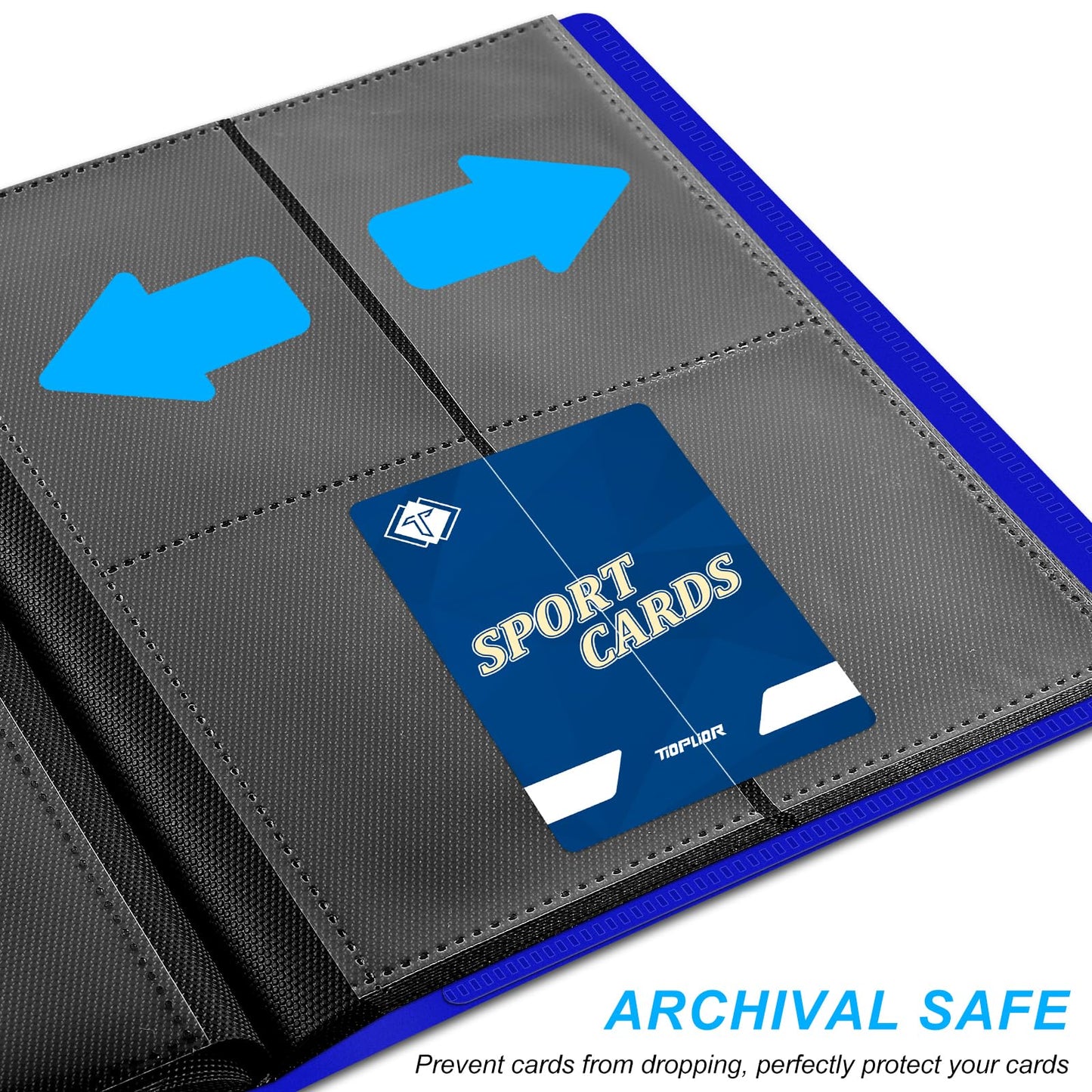 TiopLior 4 Pocket Card Binder - Navy Blue, 160 Card Capacity for MTG & Trading Cards
