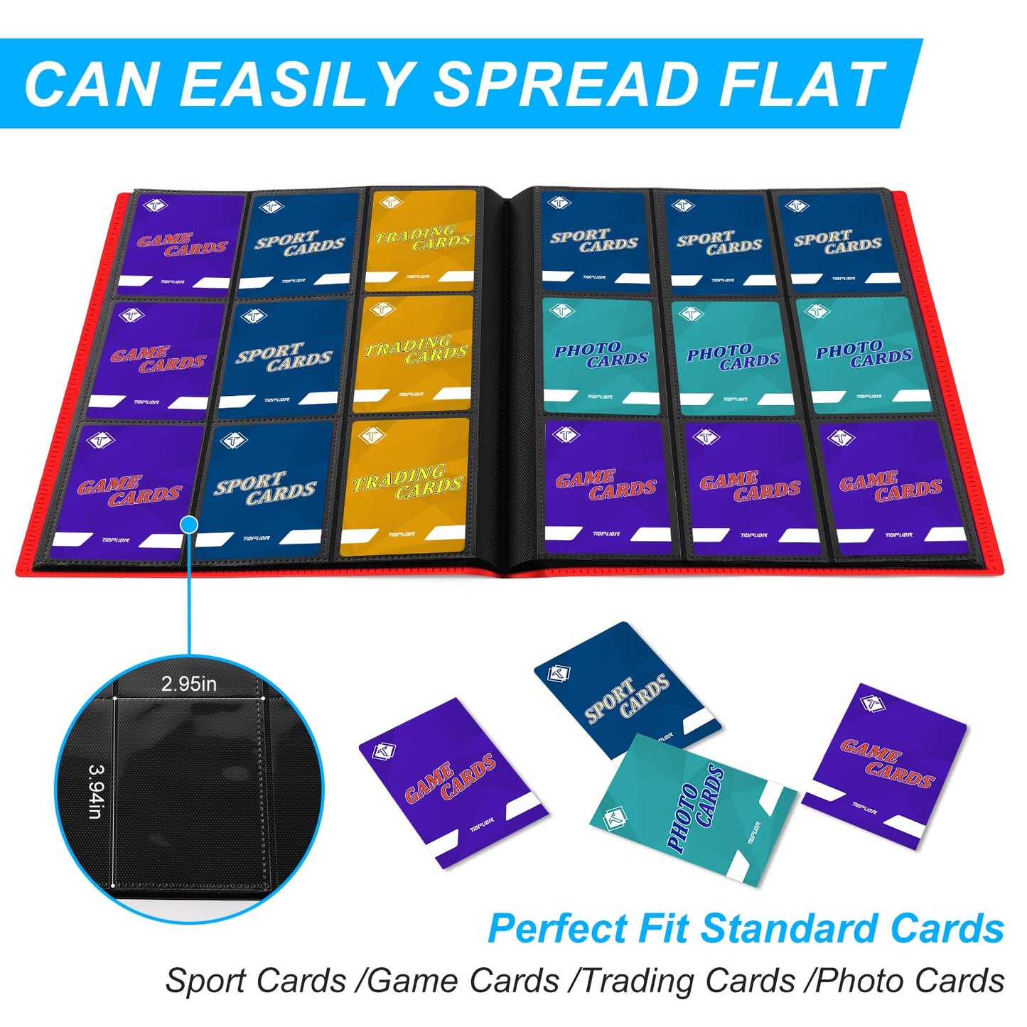 TiopLior Trading Card Binder 9 Pocket – 360 Card Capacity, Side Loading Album for MTG, Sports & More
