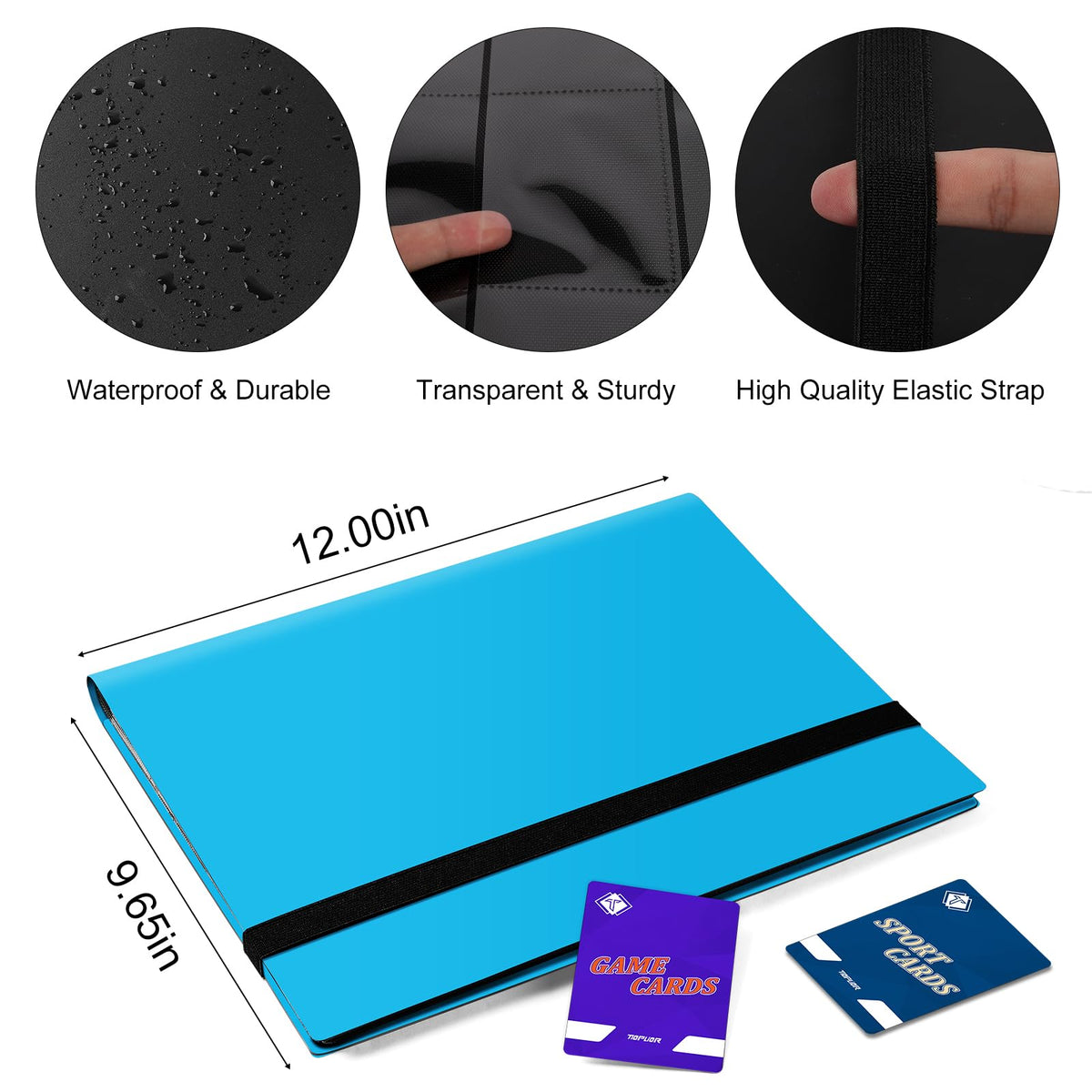 TiopLior Trading Card Binder – Sky Blue, 360 Card Capacity for MTG & Sports Cards