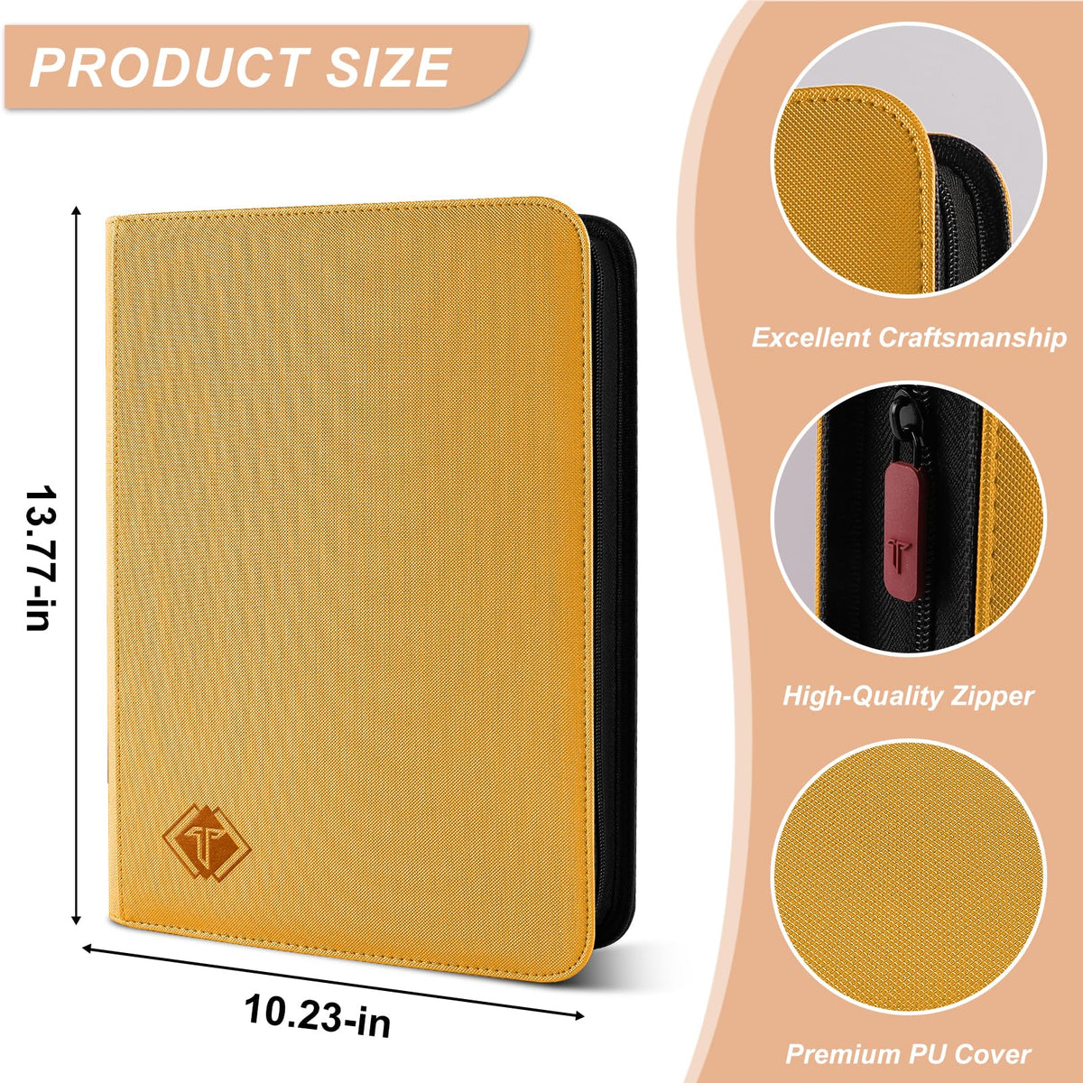 TiopLior Trading Card Binder – 9-Pocket, 432 Slots, Yellow, Archival Safe