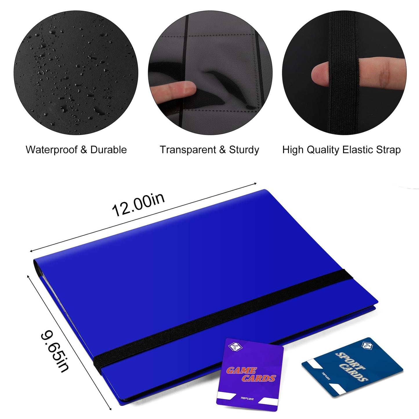 TiopLior Trading Card Binder – 360-Pocket Navy Album for MTG, Baseball & Football Cards