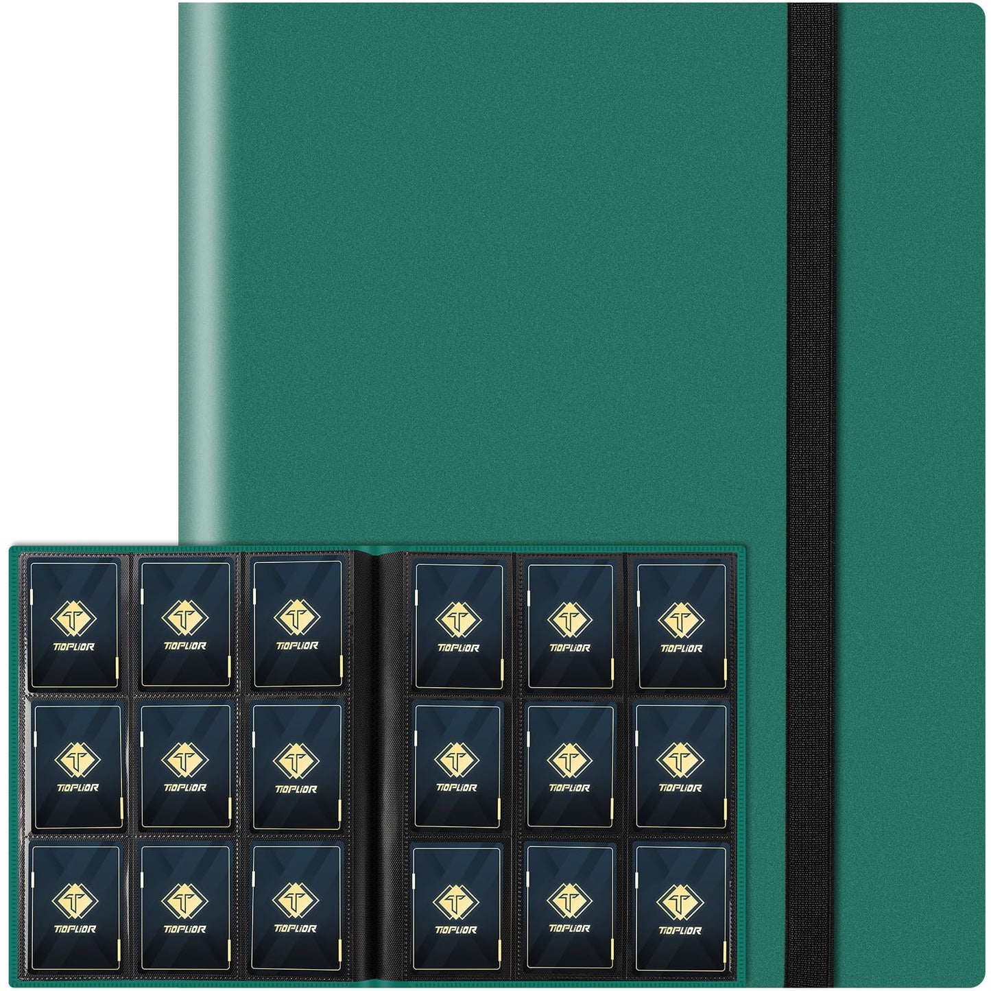 TiopLior Trading Card Binder – 360-Pocket Album for MTG, Baseball & Football Cards (Green)