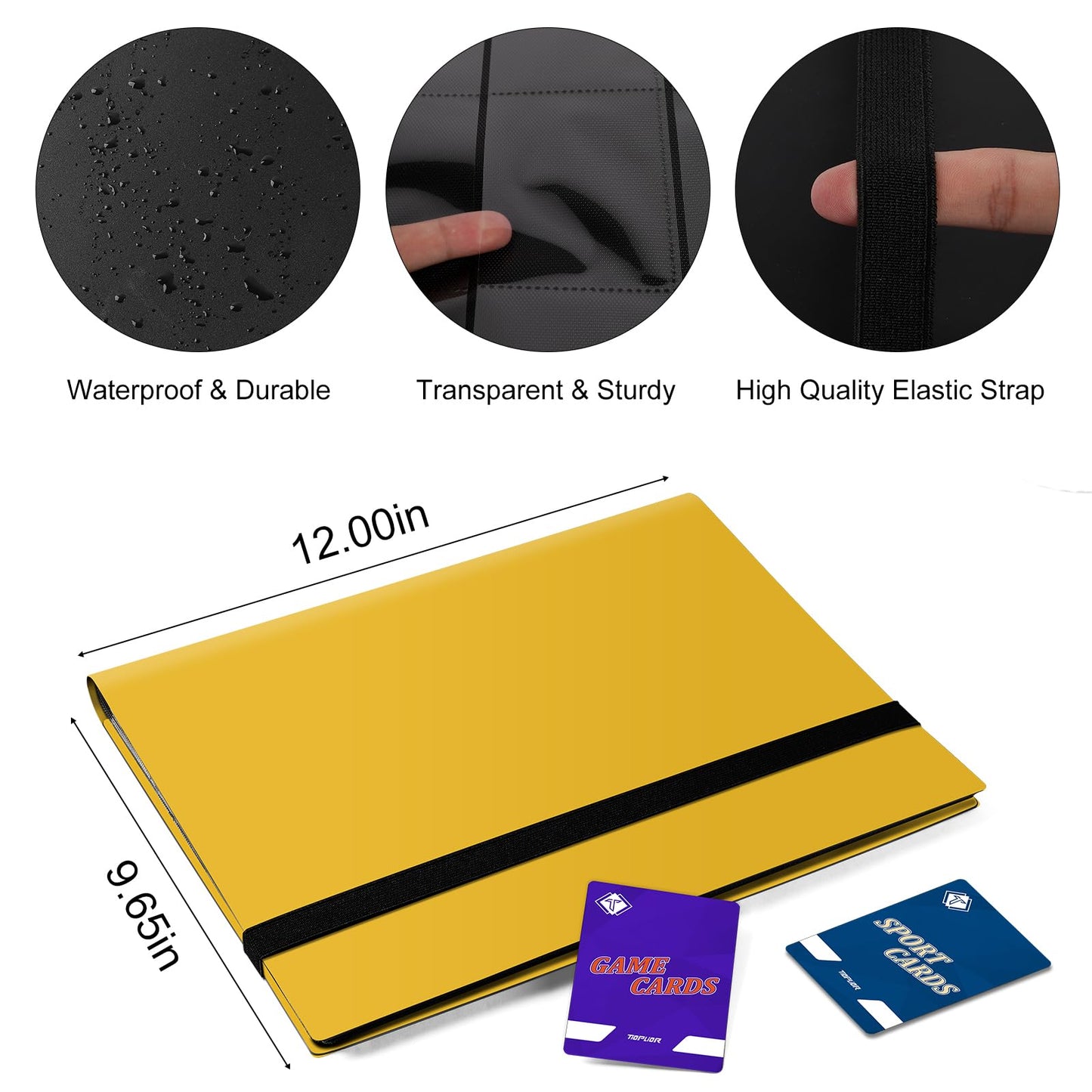 TiopLior Trading Card Binder – 360 Pockets (Yellow) for MTG & Sports Cards