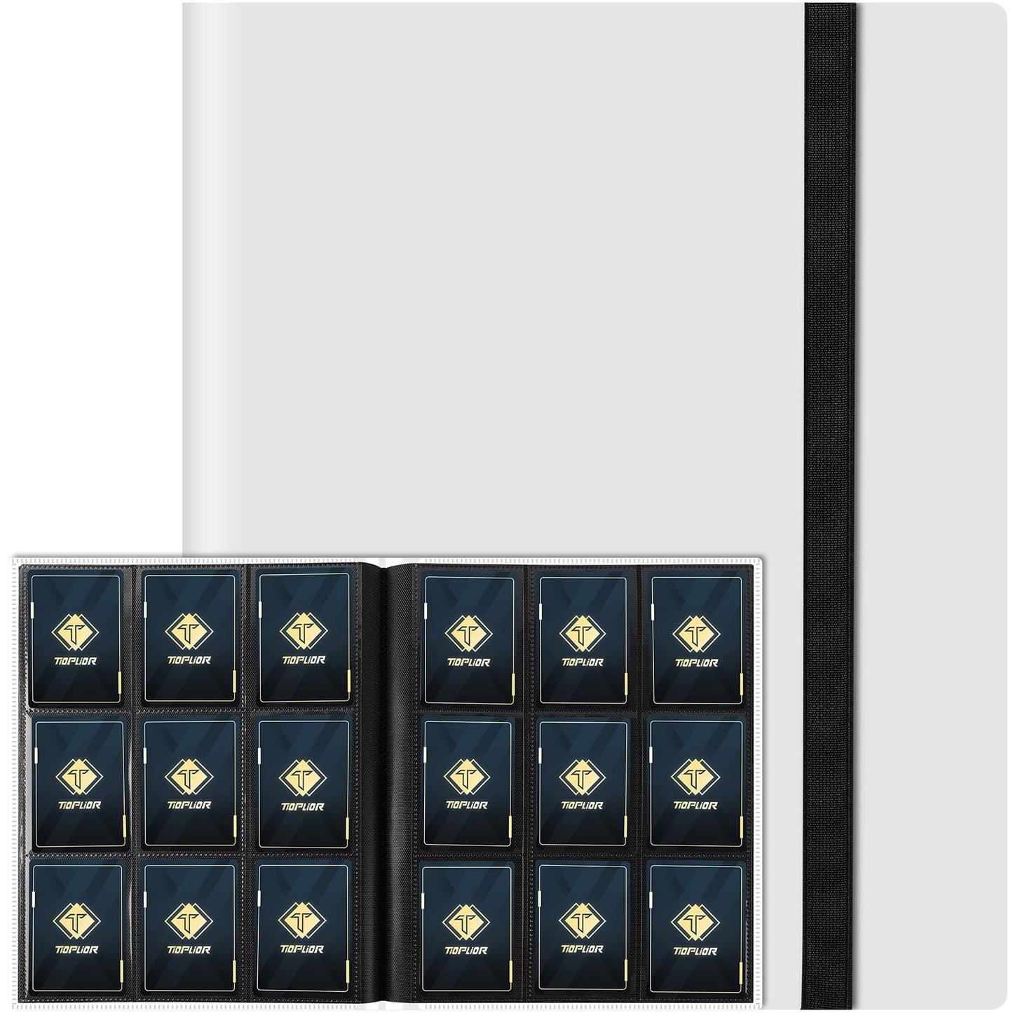 TiopLior Trading Card Binder – 360 Pockets, White Album for MTG, Baseball & Football Cards