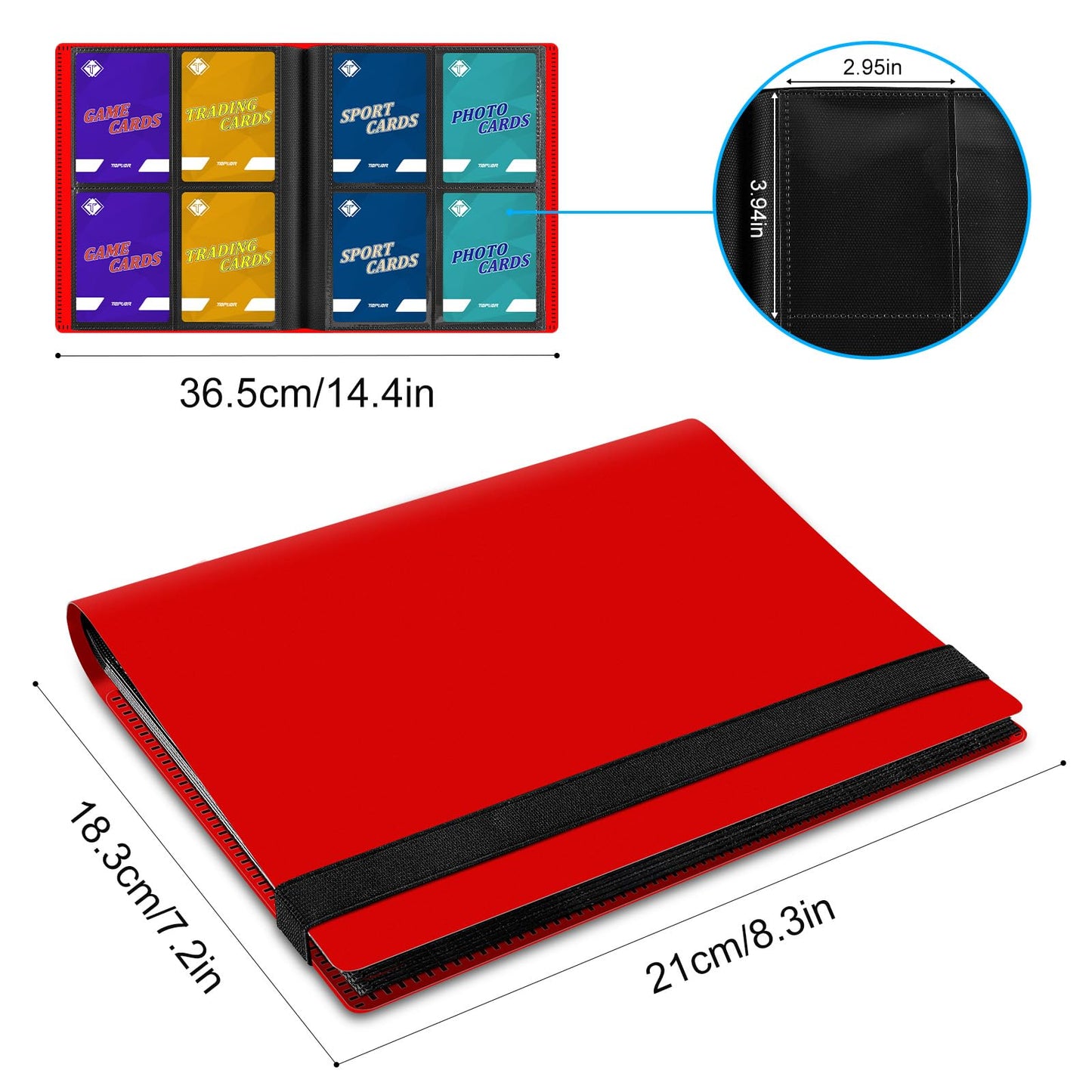 TiopLior Trading Card Binder Red – 160 Pockets, 4-Pocket Pages for MTG & Sports Cards