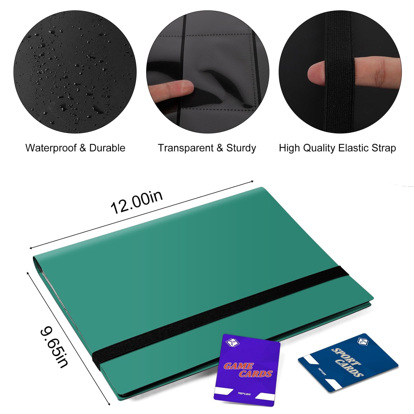 TiopLior Trading Card Binder – 360-Pocket Album for MTG, Baseball & Football Cards (Green)