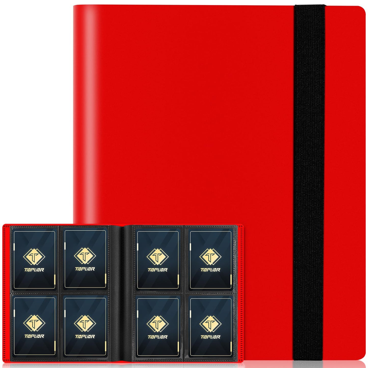 TiopLior Trading Card Binder Red – 160 Pockets, 4-Pocket Pages for MTG & Sports Cards