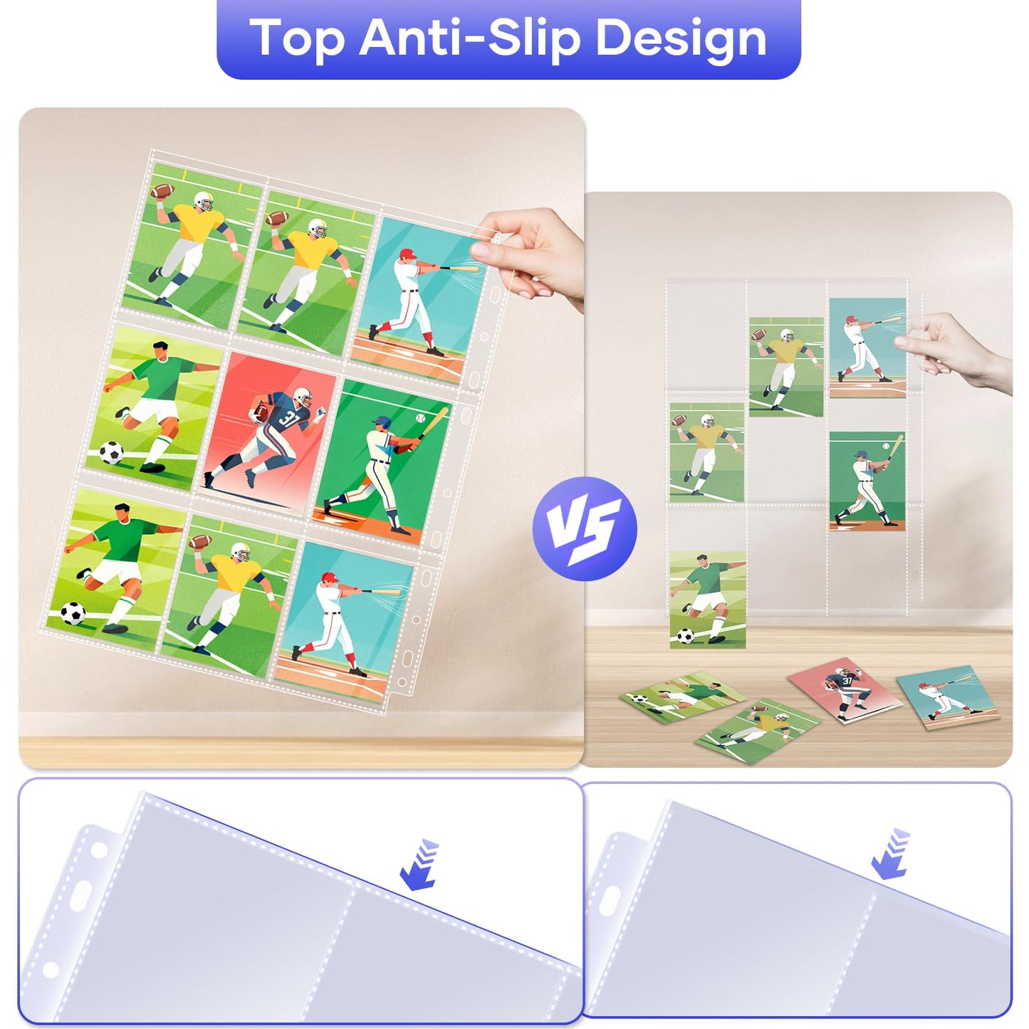TiopLior 40 Pack 9-Pocket Page Protectors for 3 Ring Binders – 720 Cards, Double-Sided