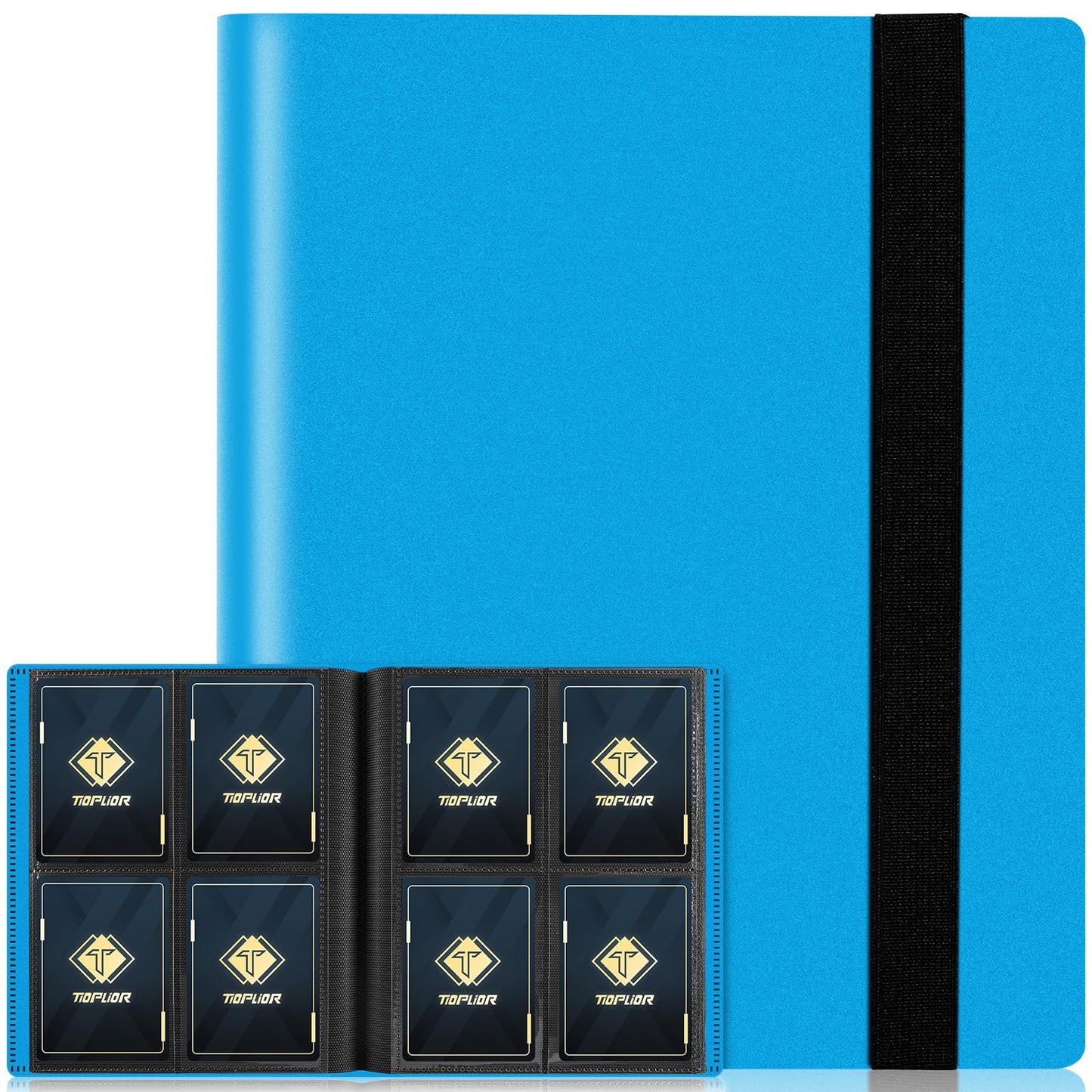 TiopLior 4 Pocket Card Binder – 160 Sleeves, 2.5 x 3.5in Cards, MTG & Sports Card Album (Blue)