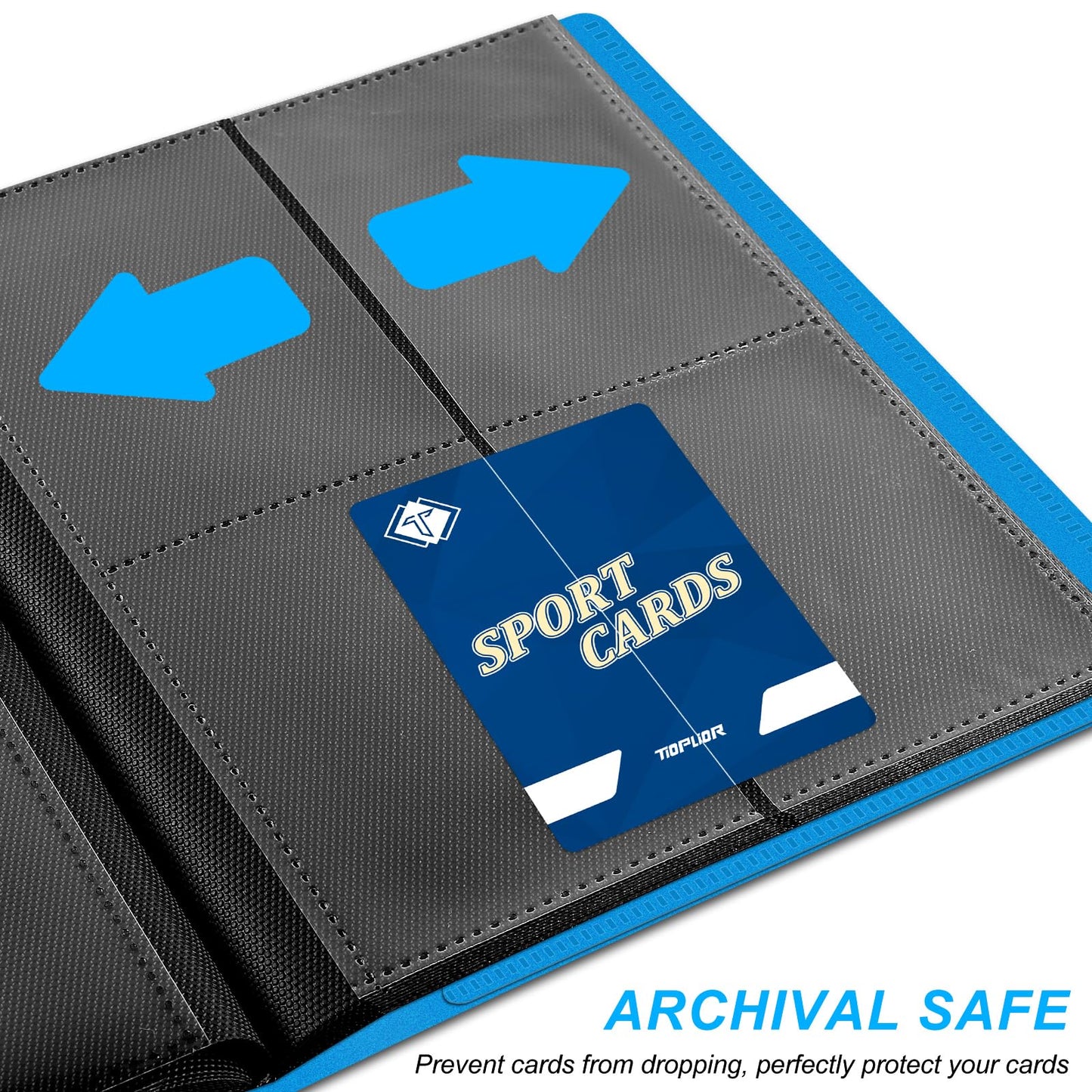 TiopLior 4 Pocket Card Binder – 160 Sleeves, 2.5 x 3.5in Cards, MTG & Sports Card Album (Blue)