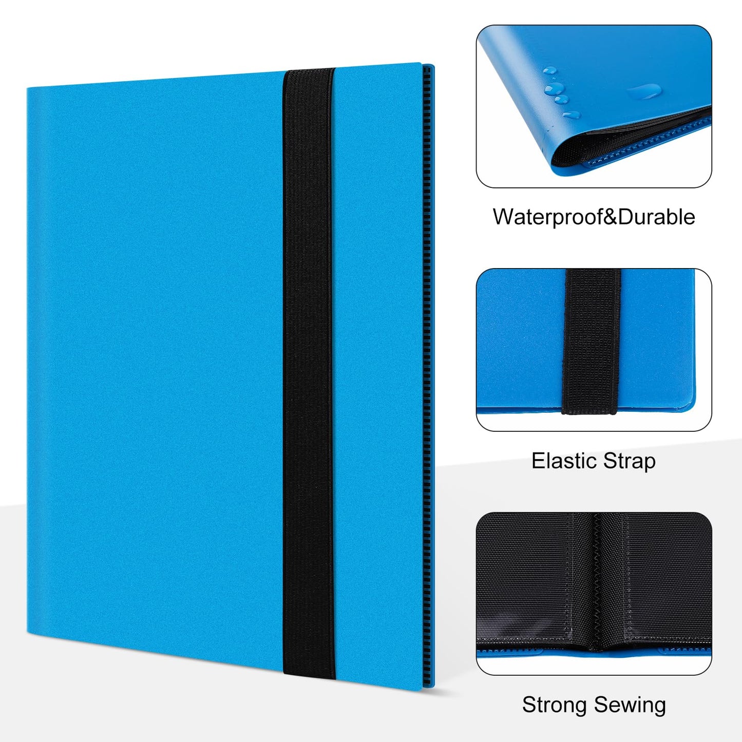 TiopLior 4 Pocket Card Binder – 160 Sleeves, 2.5 x 3.5in Cards, MTG & Sports Card Album (Blue)