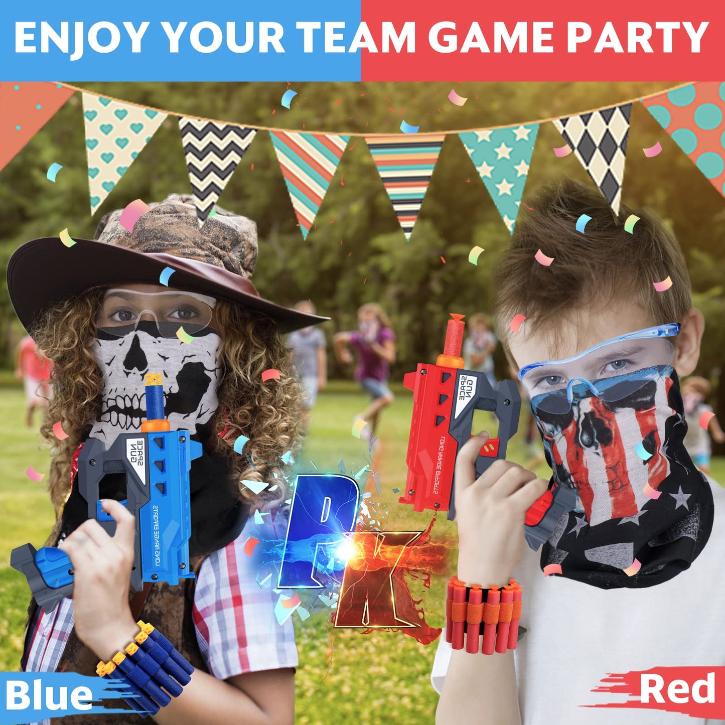 TiopLior 2-Pack Blaster Guns for Kids (Ages 4-9) – 60 Foam Bullets, Safety Goggles & Wristbands