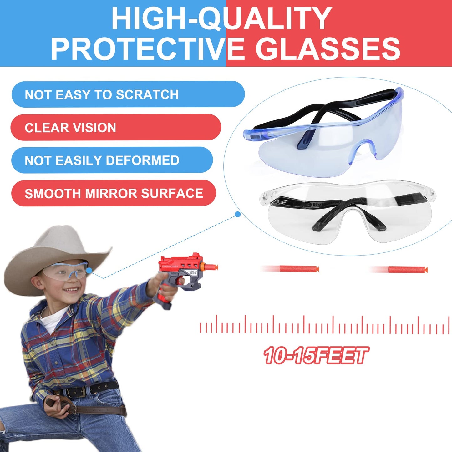 TiopLior 2-Pack Blaster Guns for Kids (Ages 4-9) – 60 Foam Bullets, Safety Goggles & Wristbands