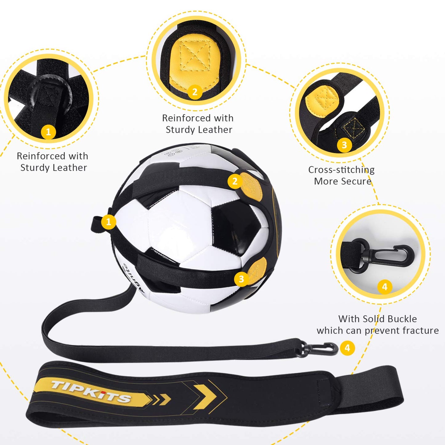 TIPKITS Soccer Training Belt – Durable Leather-Reinforced Solo Trainer