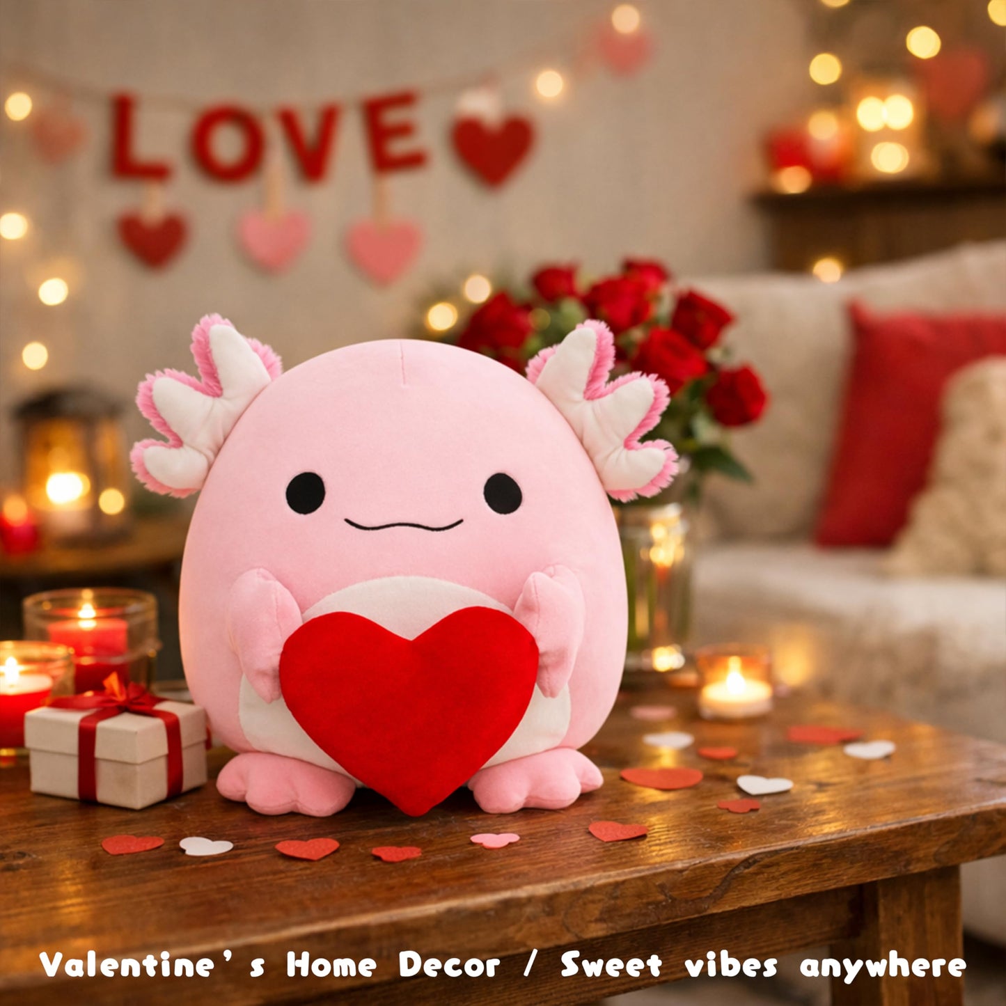 Tiralia Adorable Heart-Hugging Axolotl Plush Toy – 11-Inch Soft Stuffed Animal for Kids & Collectors