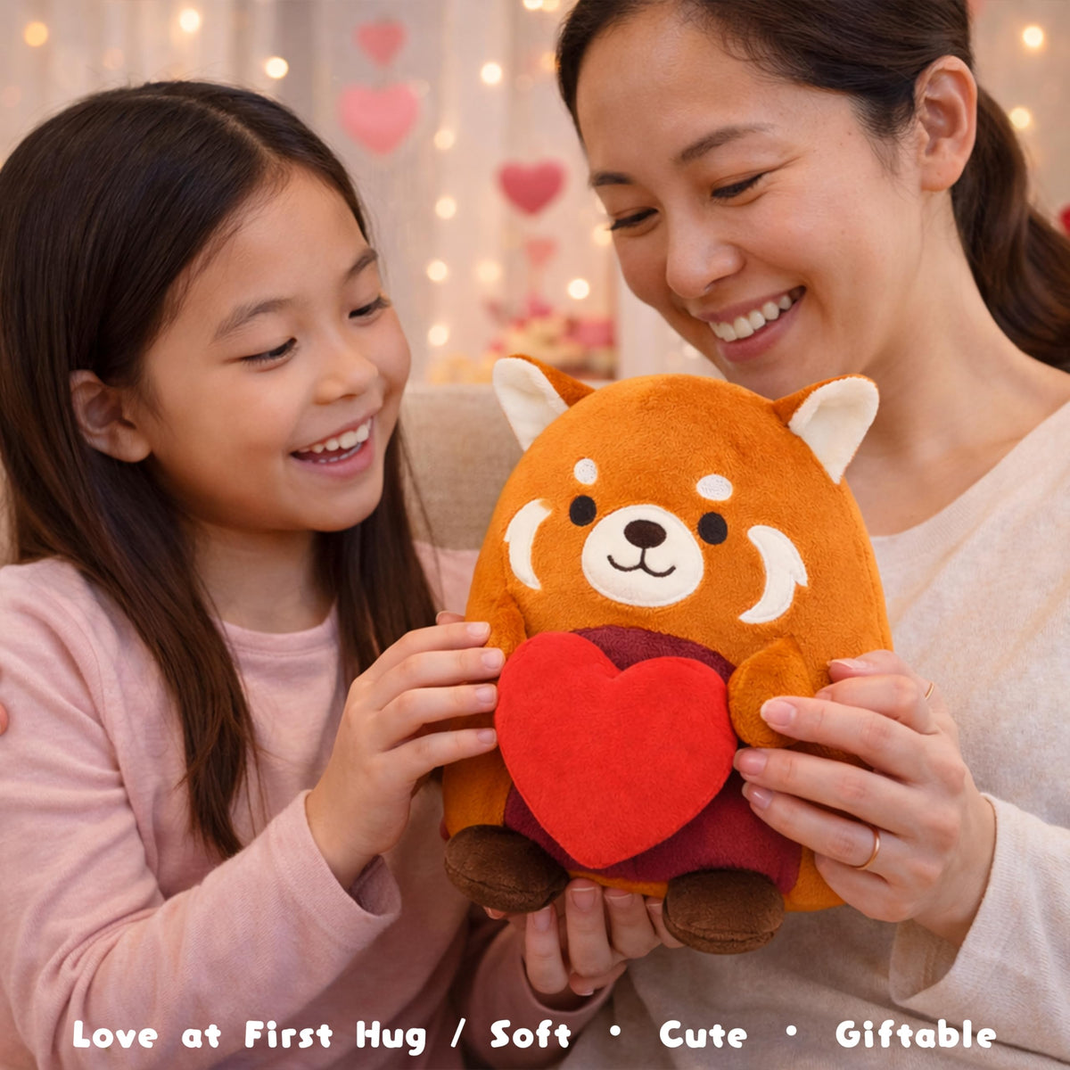 Tiralia Adorable Heart-Hugging Red Panda Plush Toy — 9-Inch Soft Red Panda Gift for Kids
