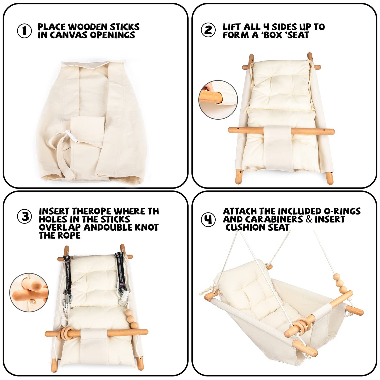 Tislly Baby Swing – Indoor/Outdoor Tree-Design Swing for Infants to Toddlers, 5-Point Safety Belt, Cream