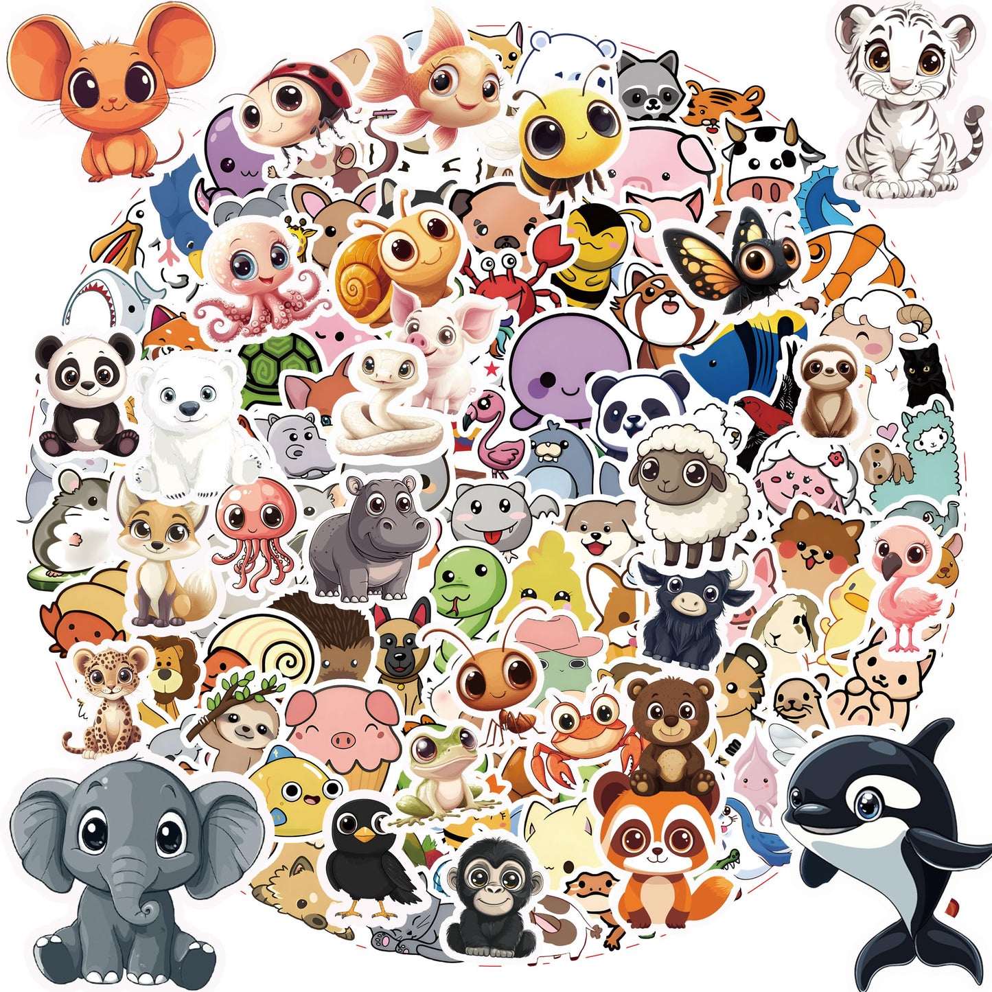 TIT COOPOPE 106PCS Non-Repeating Animal Stickers – Waterproof Vinyl
