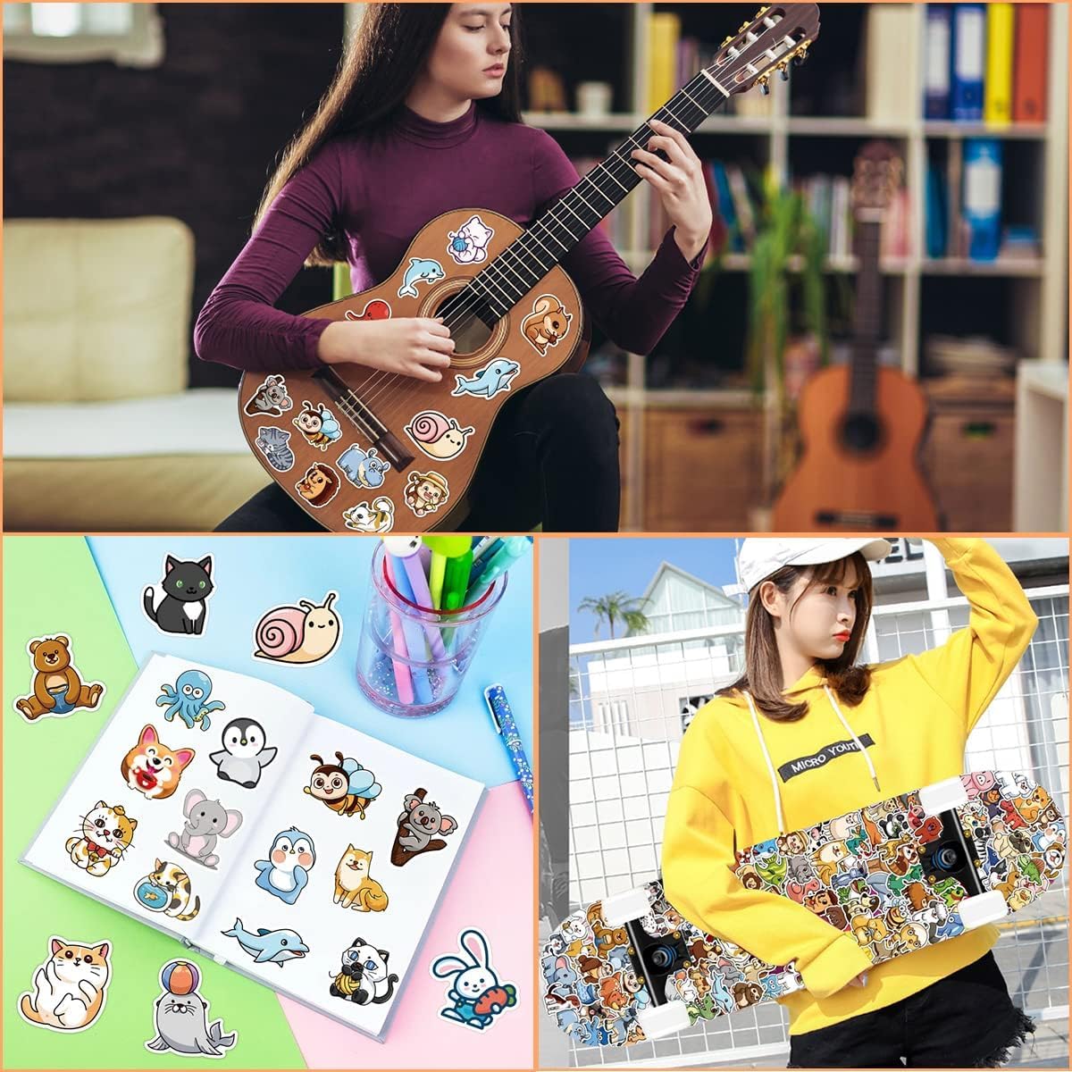 TIT COOPOPE 106PCS Non-Repeating Animal Stickers – Waterproof Vinyl