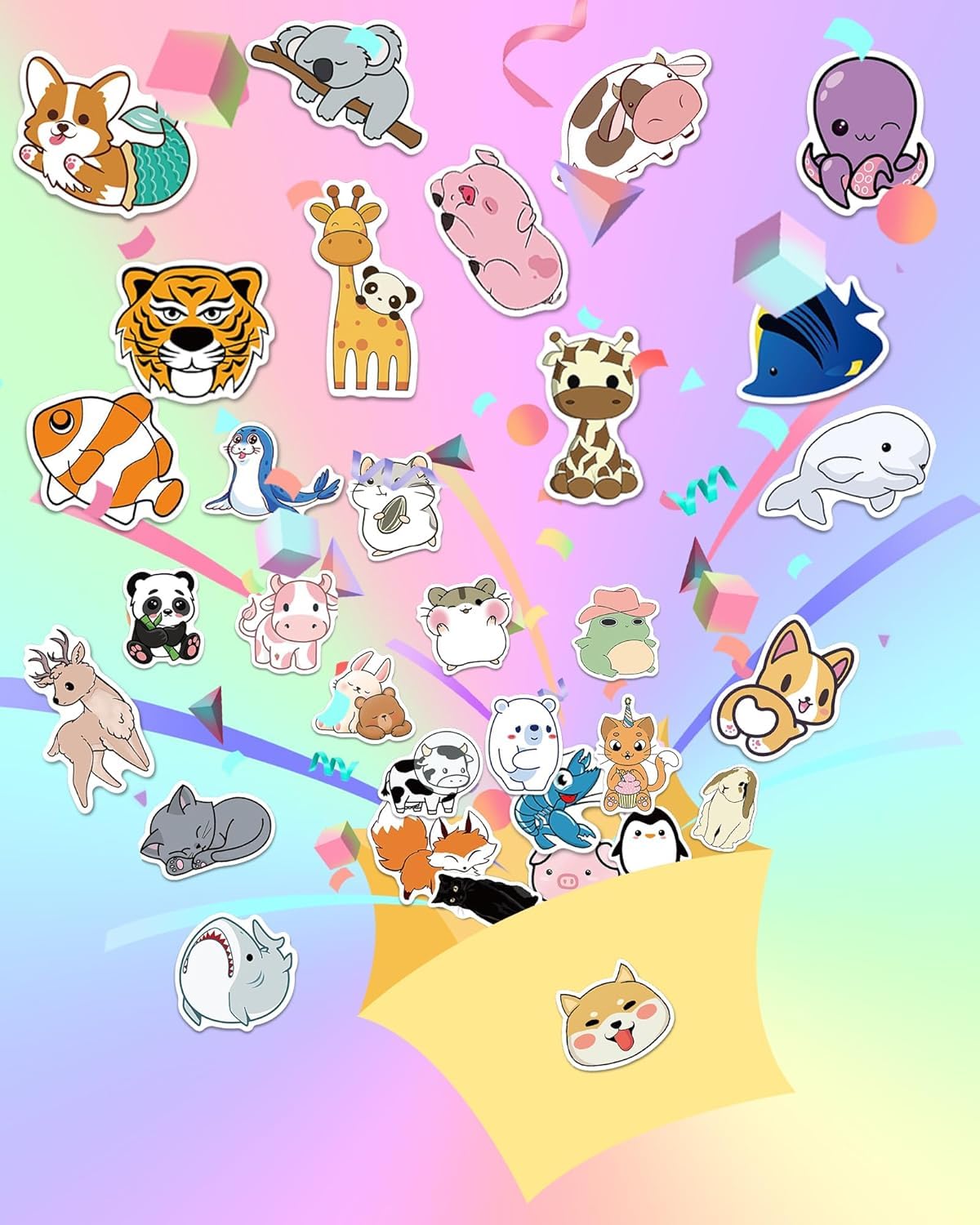 TIT COOPOPE 106PCS Non-Repeating Animal Stickers – Waterproof Vinyl