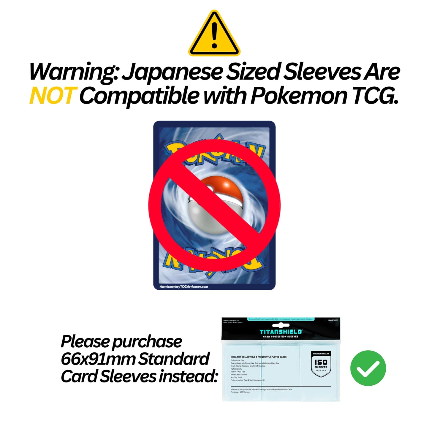 TitanShield 150 Sleeve Clear (62x89mm) – Small Japanese Sized Card Sleeves for Yu-Gi-Oh, Cardfight!! Vanguard & Photocards