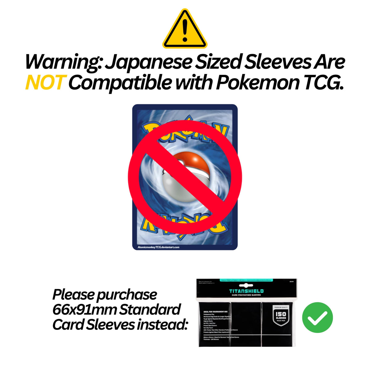 TitanShield 150 Sleeve Black | Small Japanese Sized Card Sleeves (62x89mm) for Yu-Gi-Oh & Vanguard