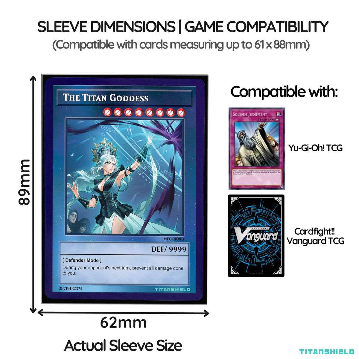 TitanShield 150 Sleeve Black | Small Japanese Sized Card Sleeves (62x89mm) for Yu-Gi-Oh & Vanguard