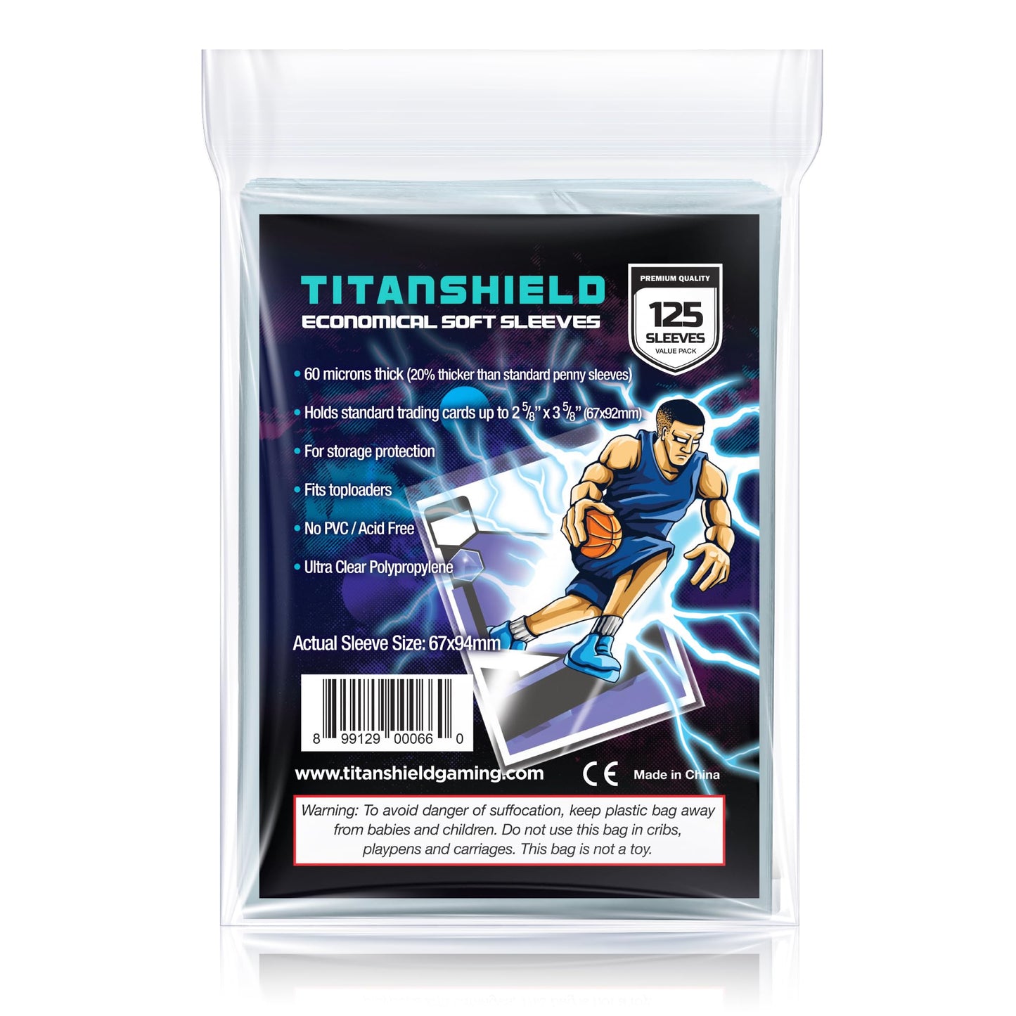 TitanShield 125-Count 60-Micron Penny Card Sleeves, 67x94mm – Ultra Clear & Archival Safe
