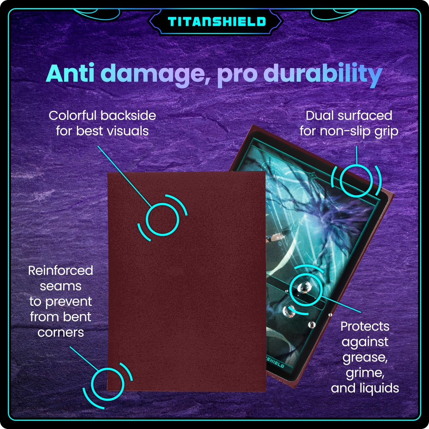 TitanShield Premium Card Sleeves – 150 Standard 66x91mm, Bordeaux Red – Compatible with Pokemon, One Piece, Lorcana, Flesh & Blood, MTG