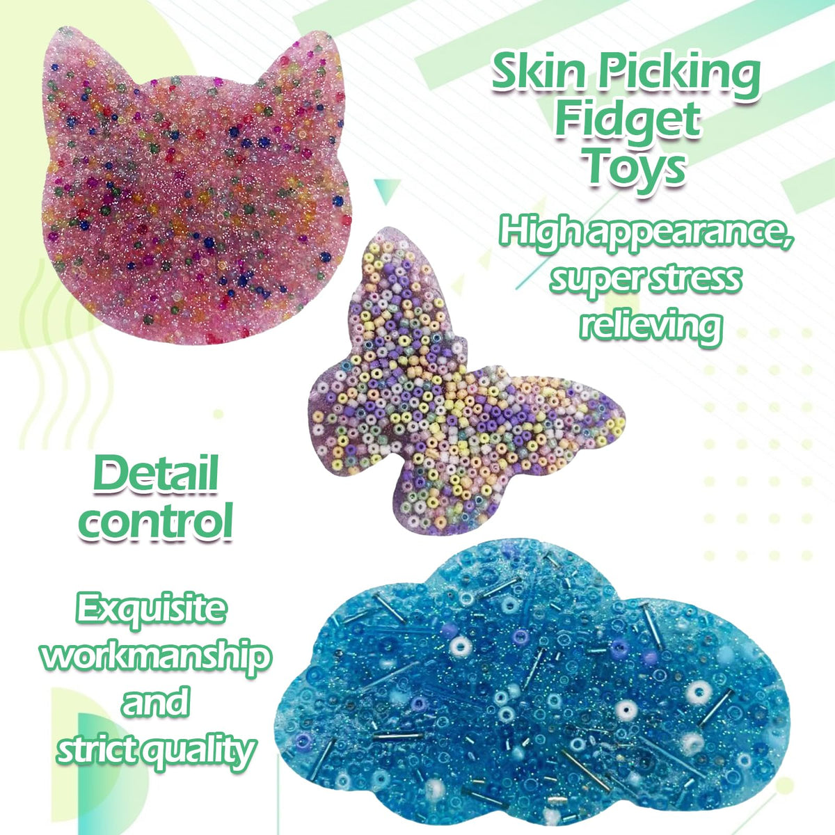 Titata 3pcs Non-Sticky Skin Picking Fidget Toys – Portable Silicone Sensory Pads for Focus