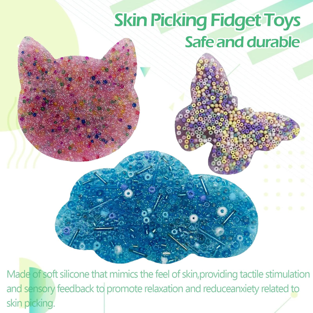 Titata 3pcs Non-Sticky Skin Picking Fidget Toys – Portable Silicone Sensory Pads for Focus