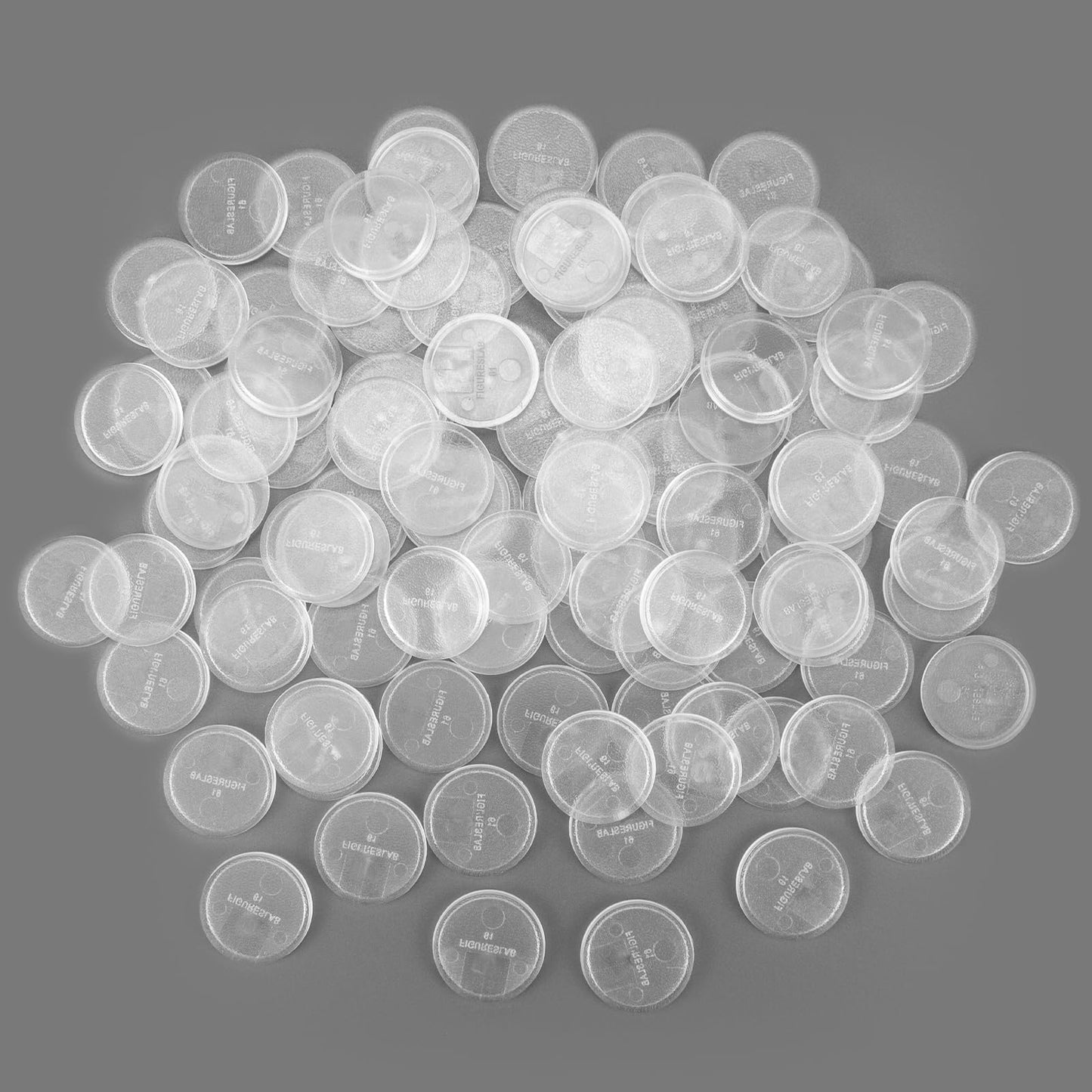 Titawu 100Pcs Mini Base Set + 120 Adhesives, 25mm Clear Round Bases for Gaming Miniatures