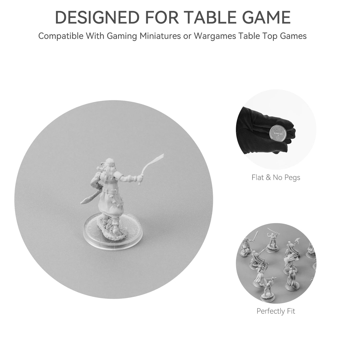 Titawu 100Pcs Mini Base Set + 120 Adhesives, 25mm Clear Round Bases for Gaming Miniatures