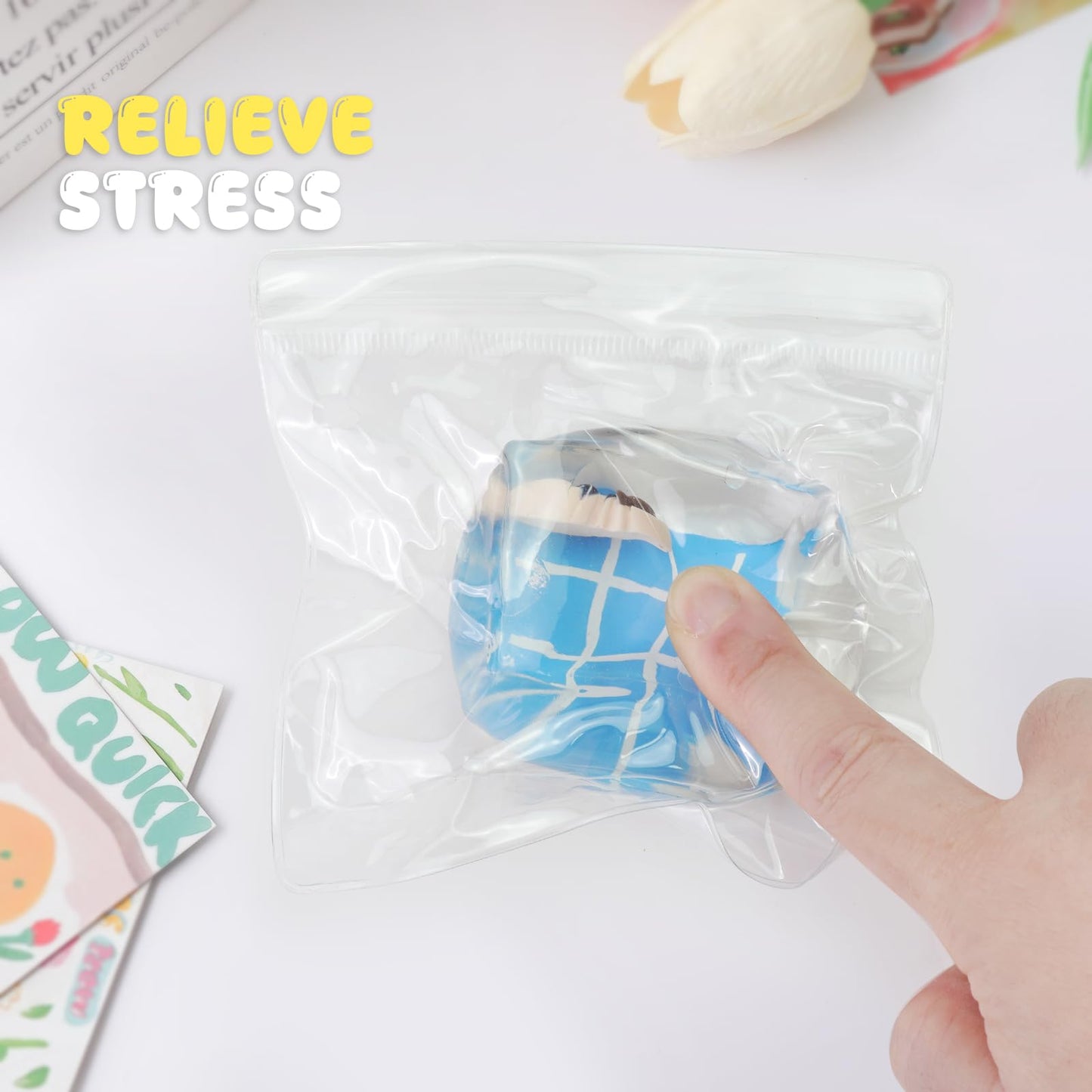 TiTiC Taba Squishy Stress Cube – Cat Paw Fidget Toy for Relaxation & Focus (Pool)