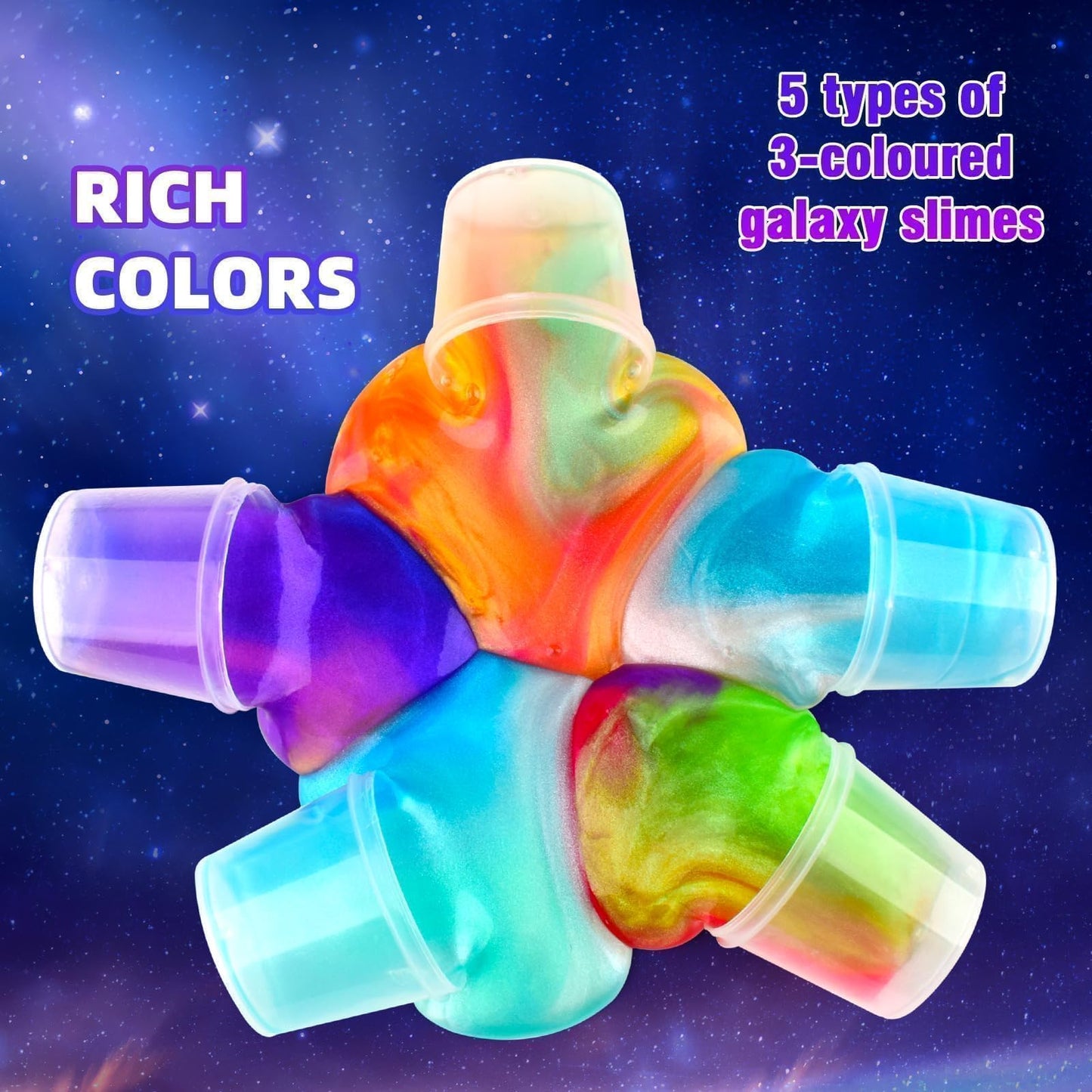TITRITH 80-Pack Valentine Slime Party Favors Kit | Galaxy Slime Toys for Kids 4–12 | Soft Putty & Stress-Relief Play
