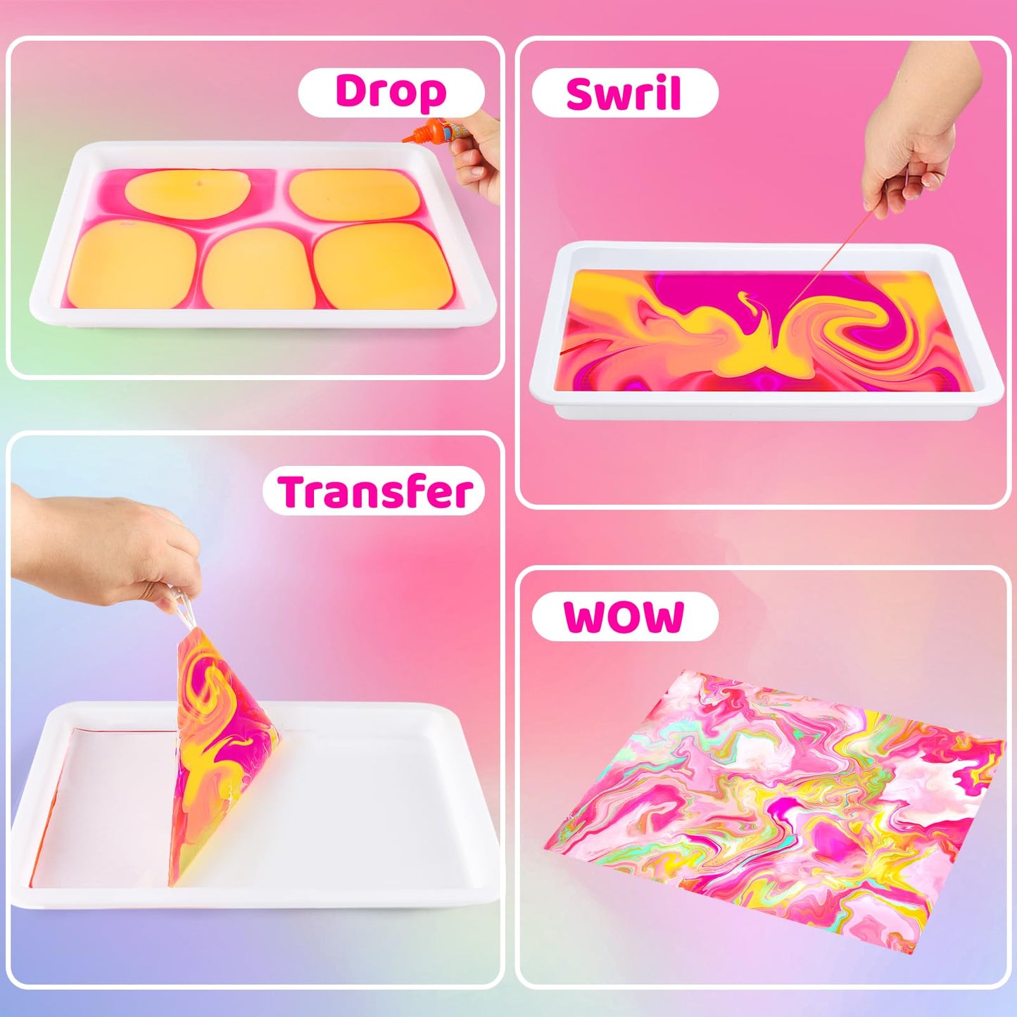 Titoclar Water Marbling Paint Kit for Kids – Mess-Free Colorful Swirls, STEM Craft Gift