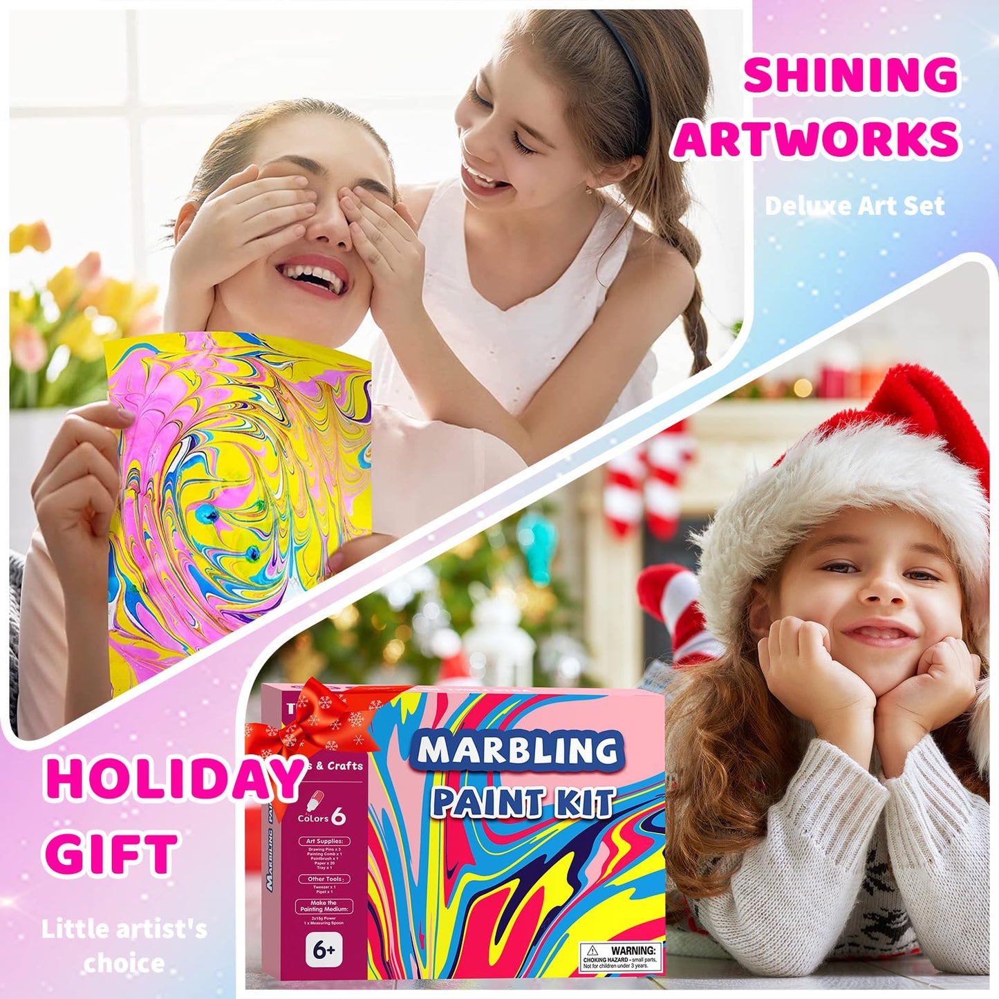 Titoclar Water Marbling Paint Kit for Kids – Mess-Free Colorful Swirls, STEM Craft Gift