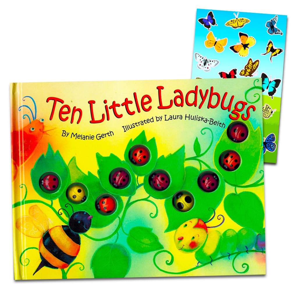 Titoland Ten Little Ladybugs Book for Toddlers with Butterfly Stickers