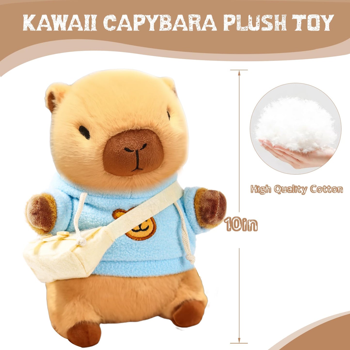 TITQWOP Brown Capybara Plush with 9 Outfits – Ultra-Soft Capybara Stuffed Animal for Kids